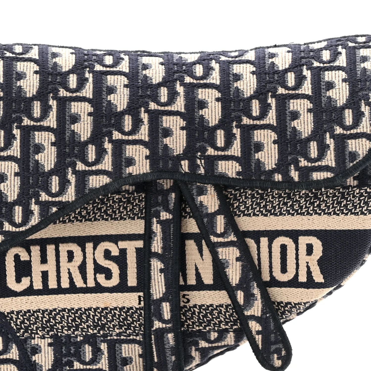 Oblique Embroidered Saddle Bag Blue - Image 8