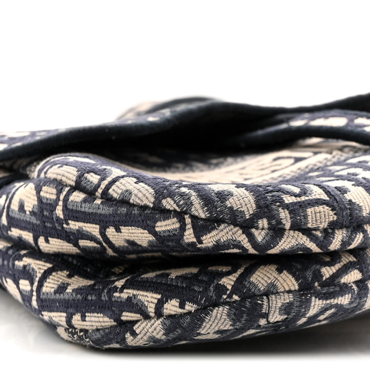 Oblique Embroidered Saddle Bag Blue - Image 9