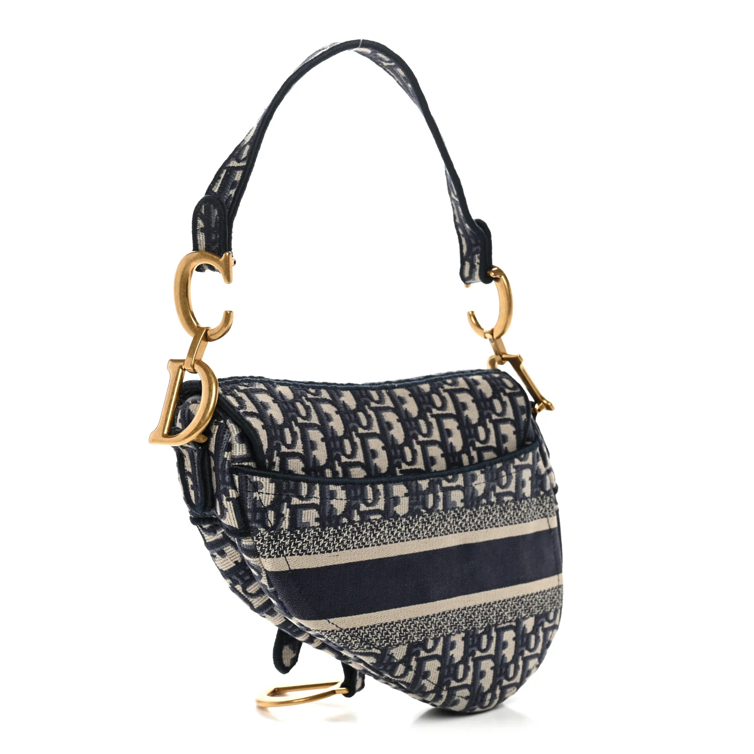 Oblique Embroidered Saddle Bag Blue - Image 3