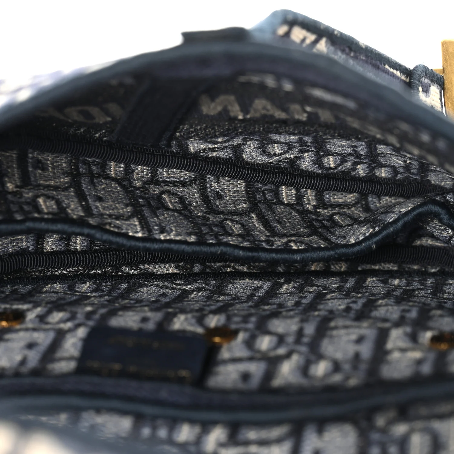 Oblique Embroidered Saddle Bag Blue - Image 5