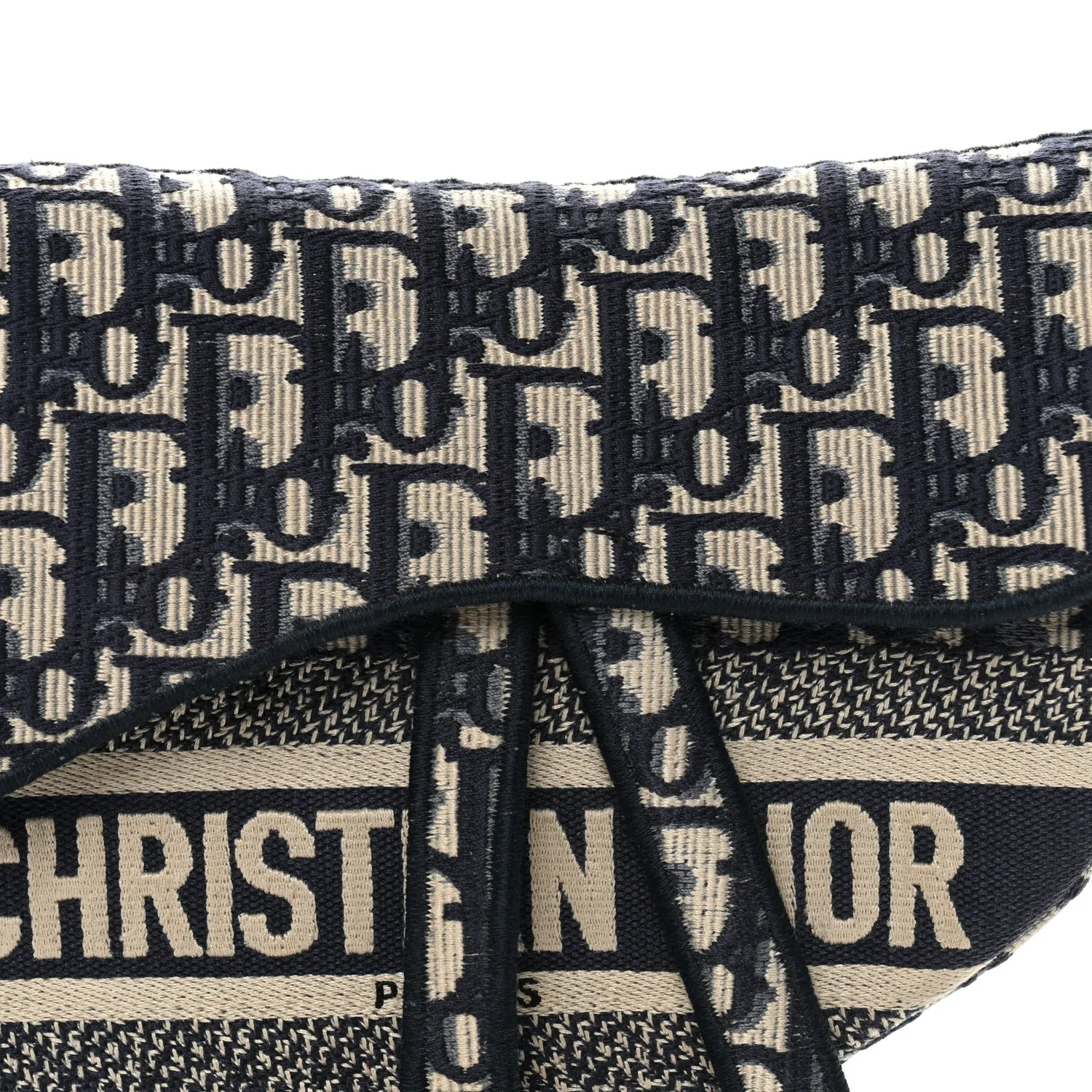 Oblique Embroidered Saddle Bag Blue - Image 8