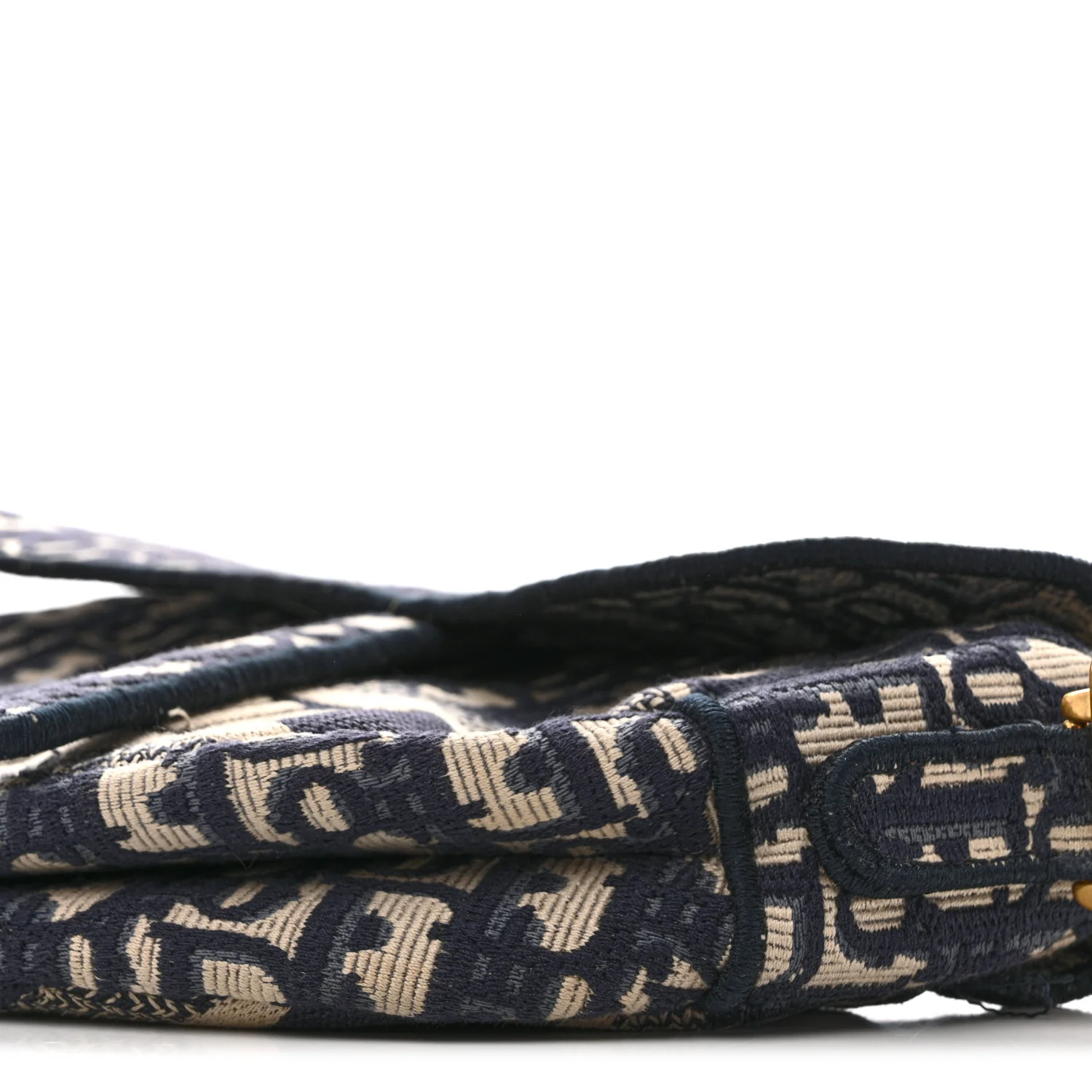 Oblique Embroidered Saddle Bag Blue - Image 10