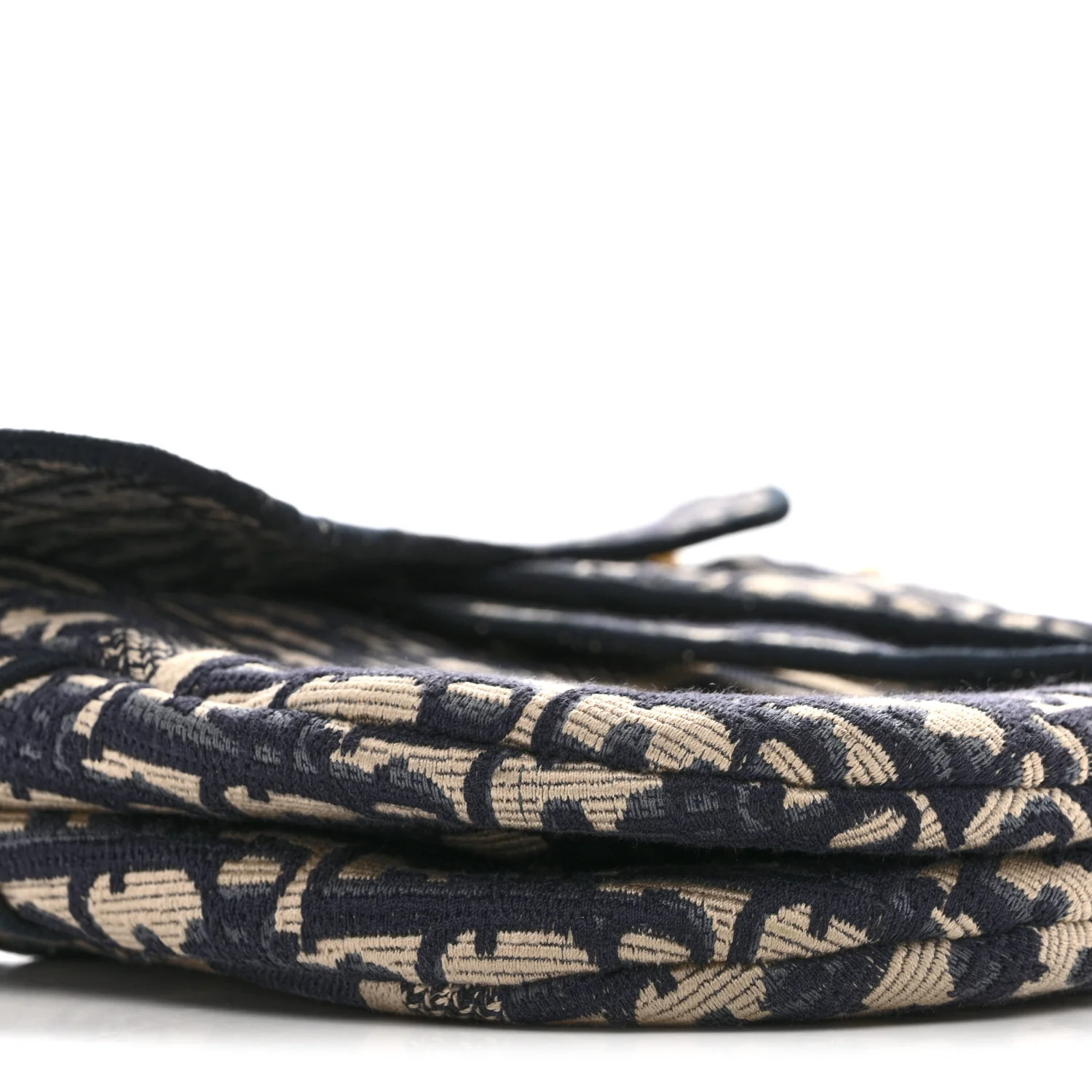 Oblique Embroidered Saddle Bag Blue - Image 9