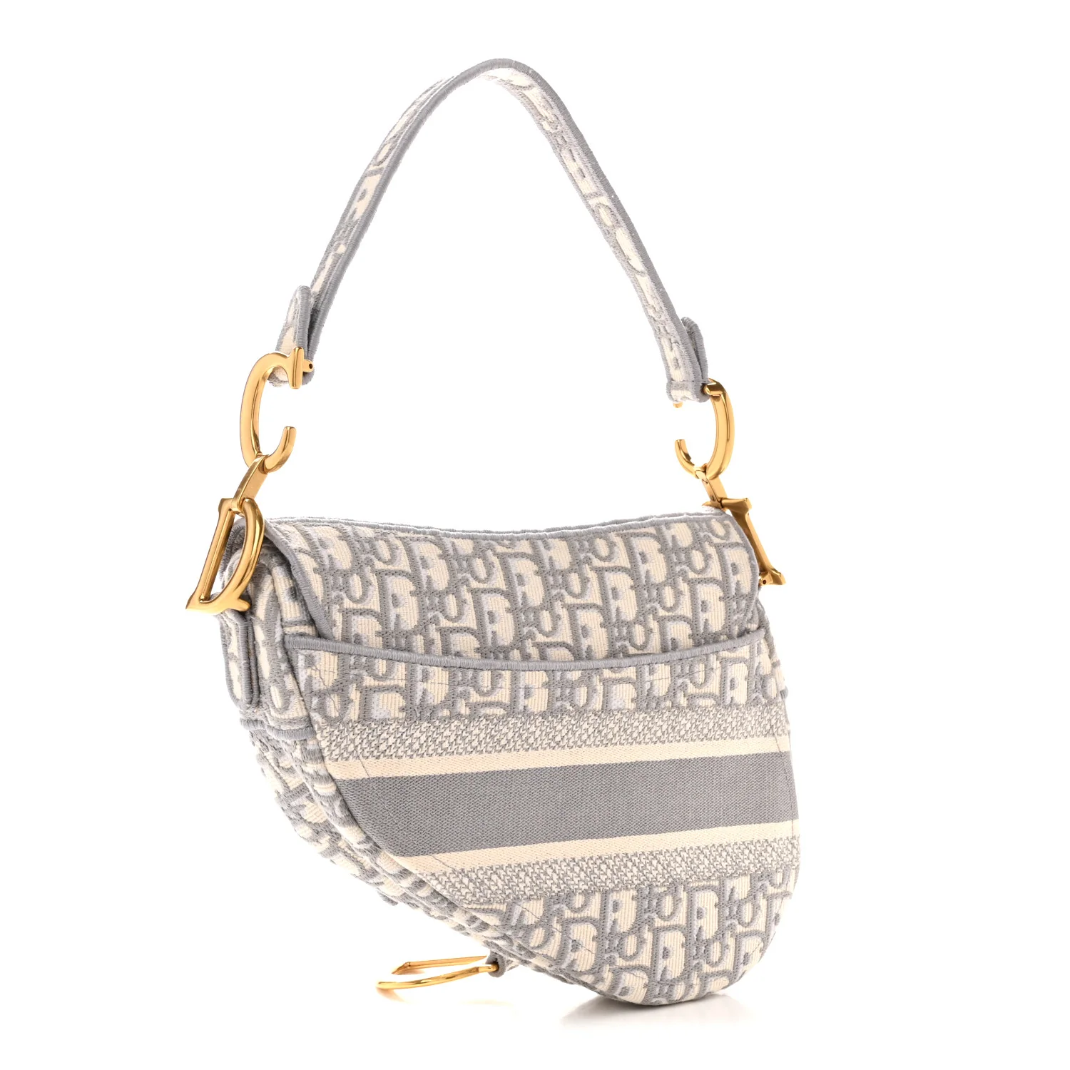Oblique Embroidered Saddle Bag Gray - Image 3