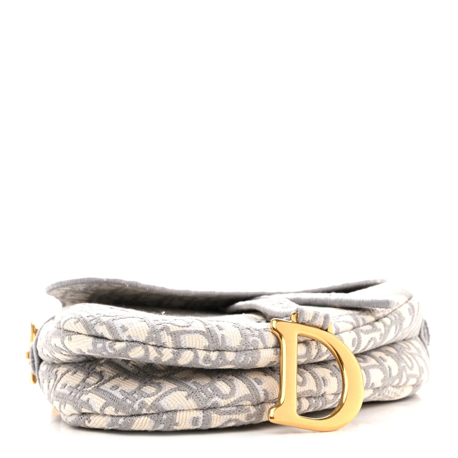 Oblique Embroidered Saddle Bag Gray - Image 4