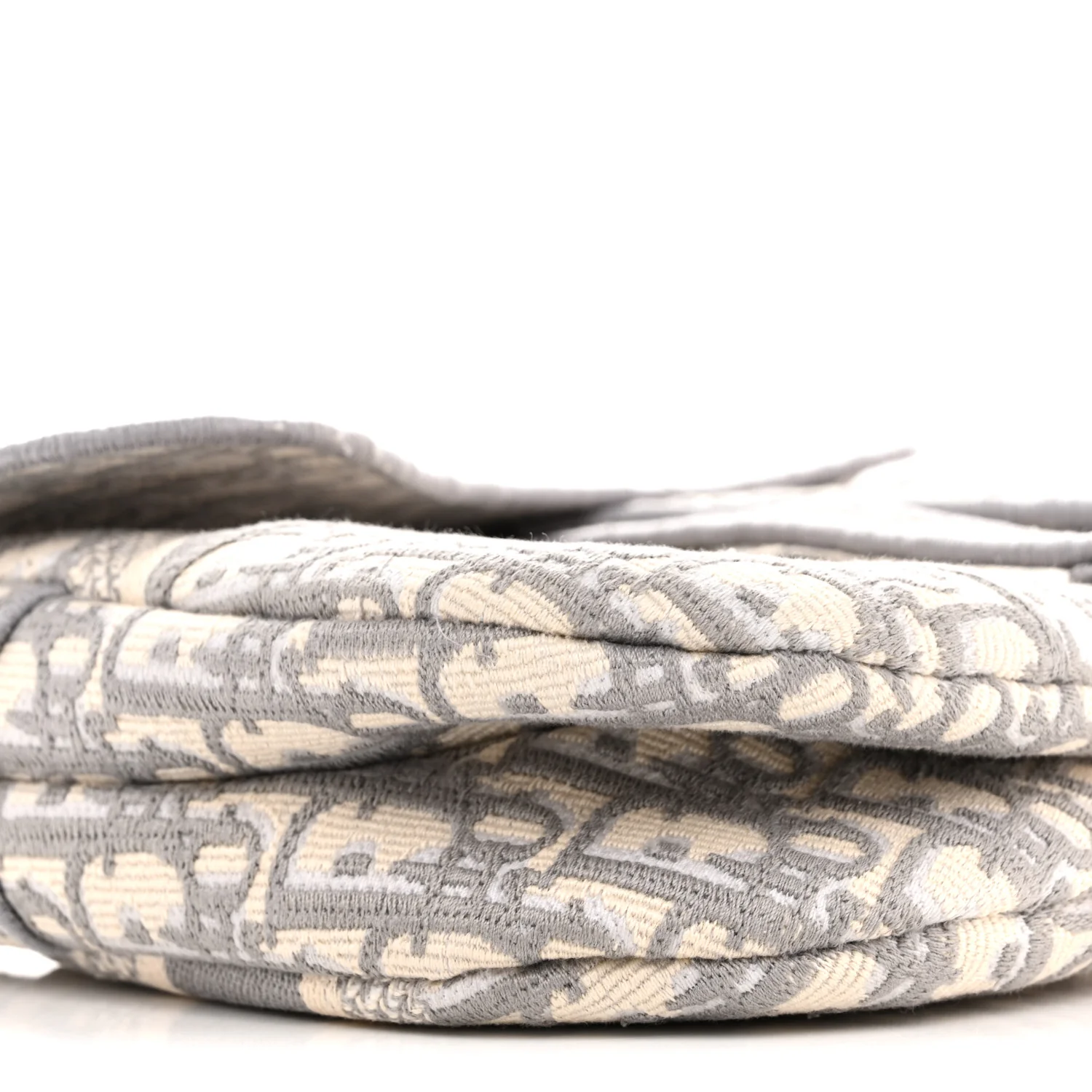 Oblique Embroidered Saddle Bag Gray - Image 9