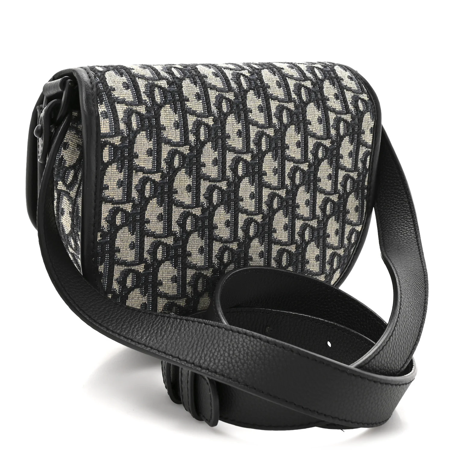 Oblique Grained Calfskin Mini Gallop Bag With Strap Black Beige - Image 3