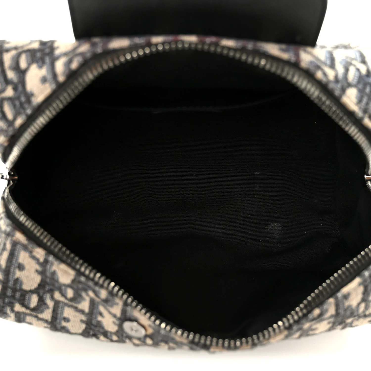 Oblique Jacquard Grained Calfskin Lingot Toiletry Case Blue Black - Image 5