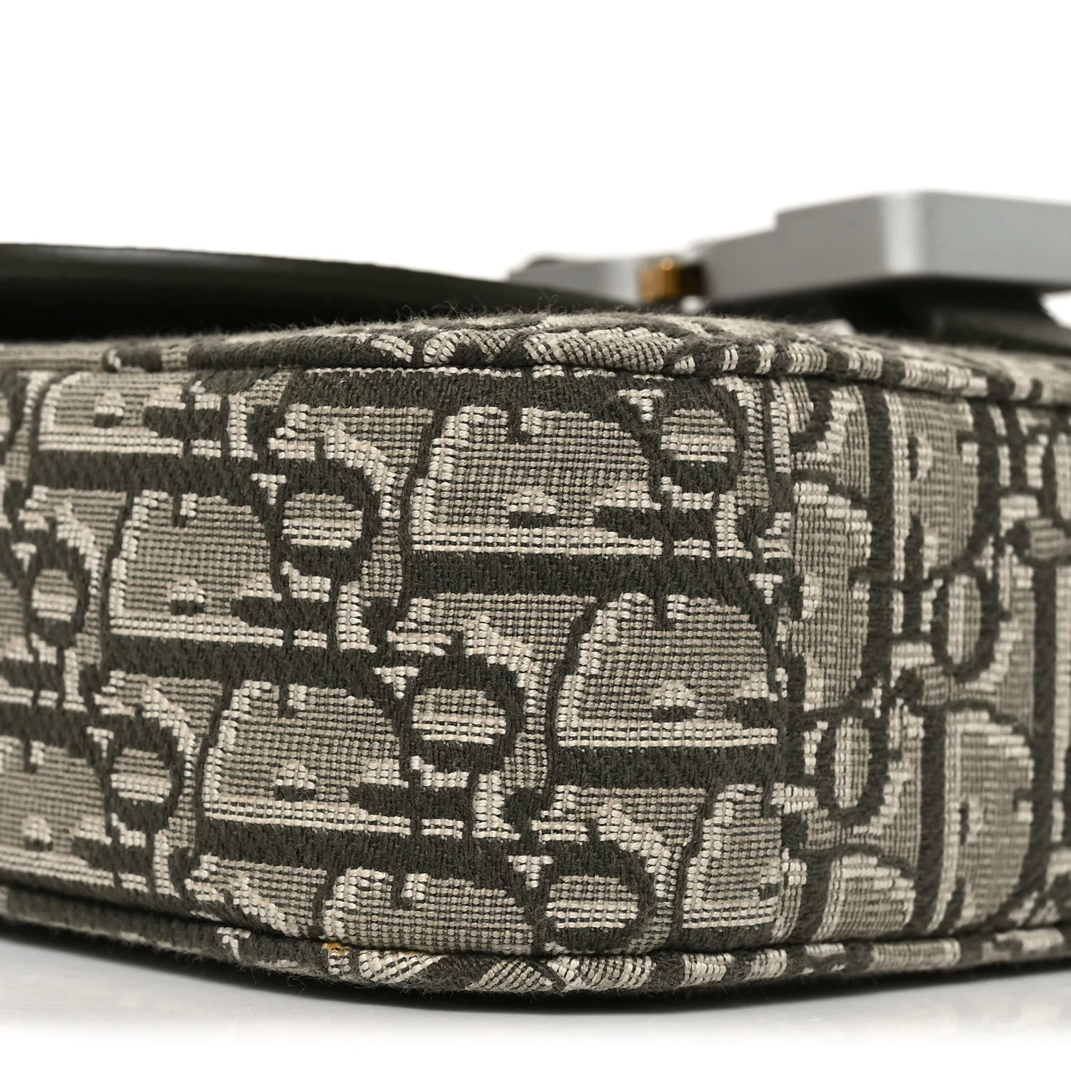 Oblique Jacquard Grained Calfskin Small Saddle Messenger Bag With Flap Green - Image 8