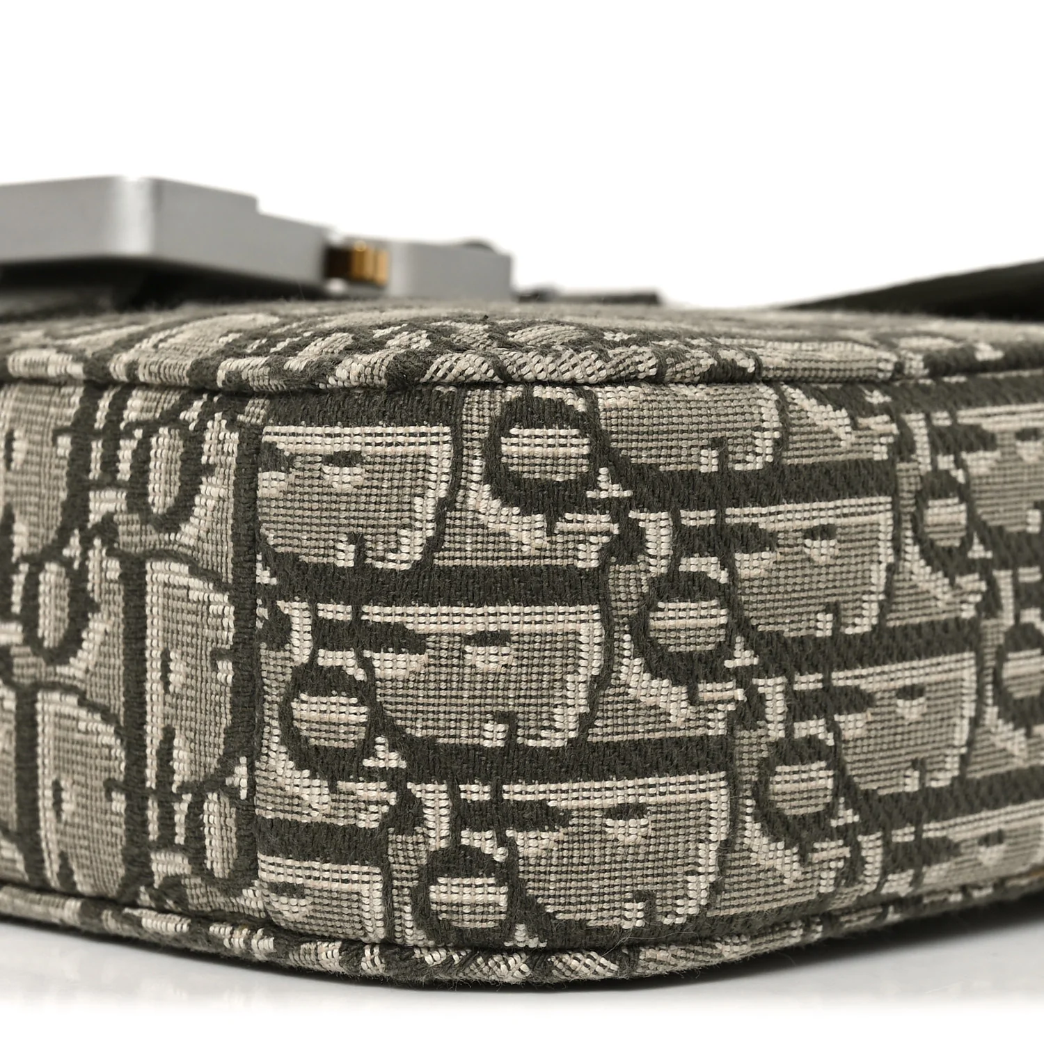 Oblique Jacquard Grained Calfskin Small Saddle Messenger Bag With Flap Green - Image 9