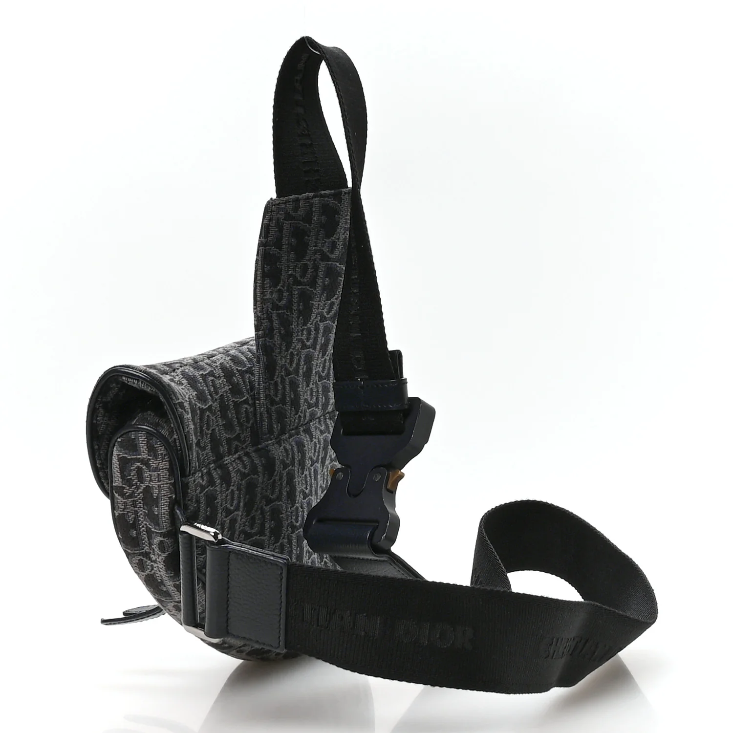 Oblique Mens Saddle Bag Black Blue - Image 3