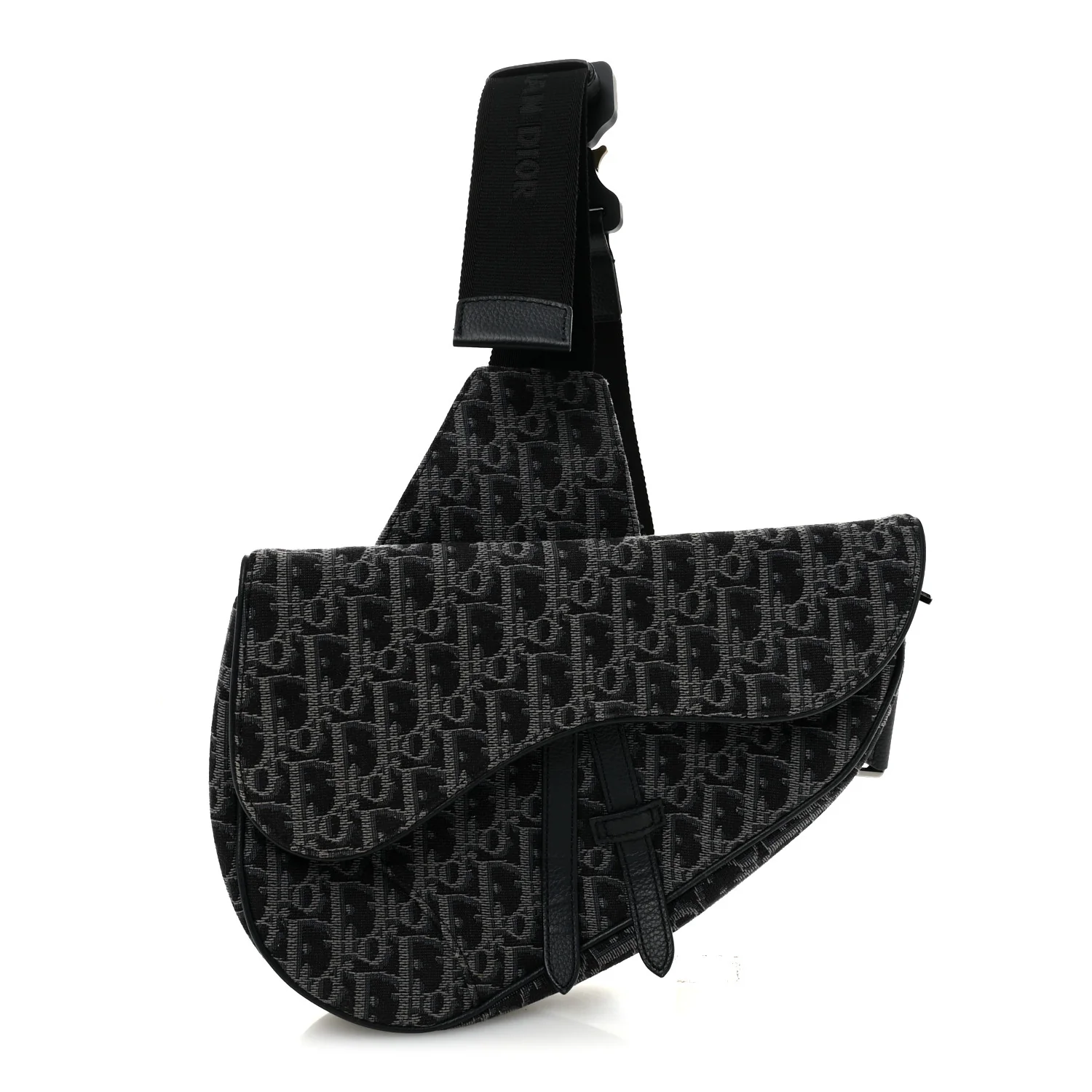 Oblique Mens Saddle Bag Black Blue