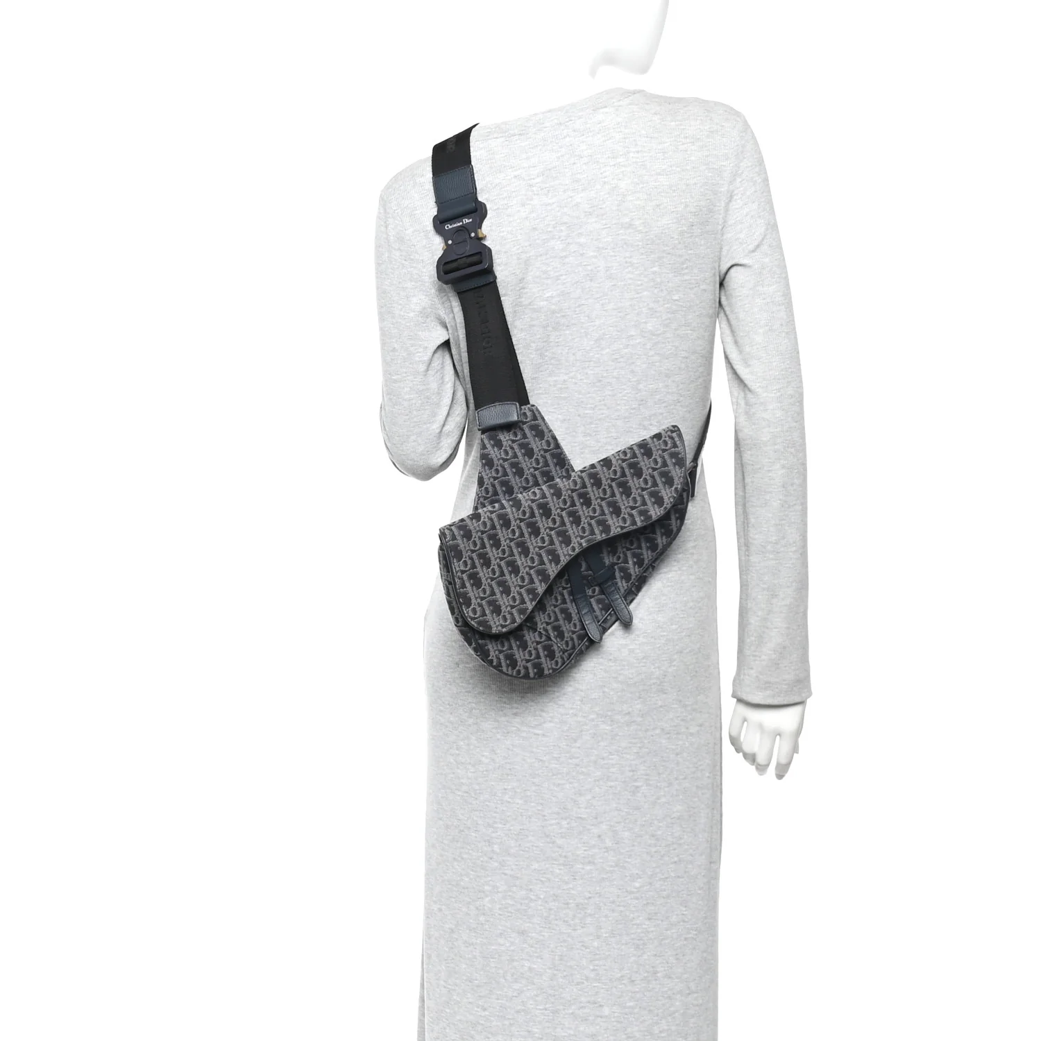 Oblique Mens Saddle Bag Black Blue - Image 2