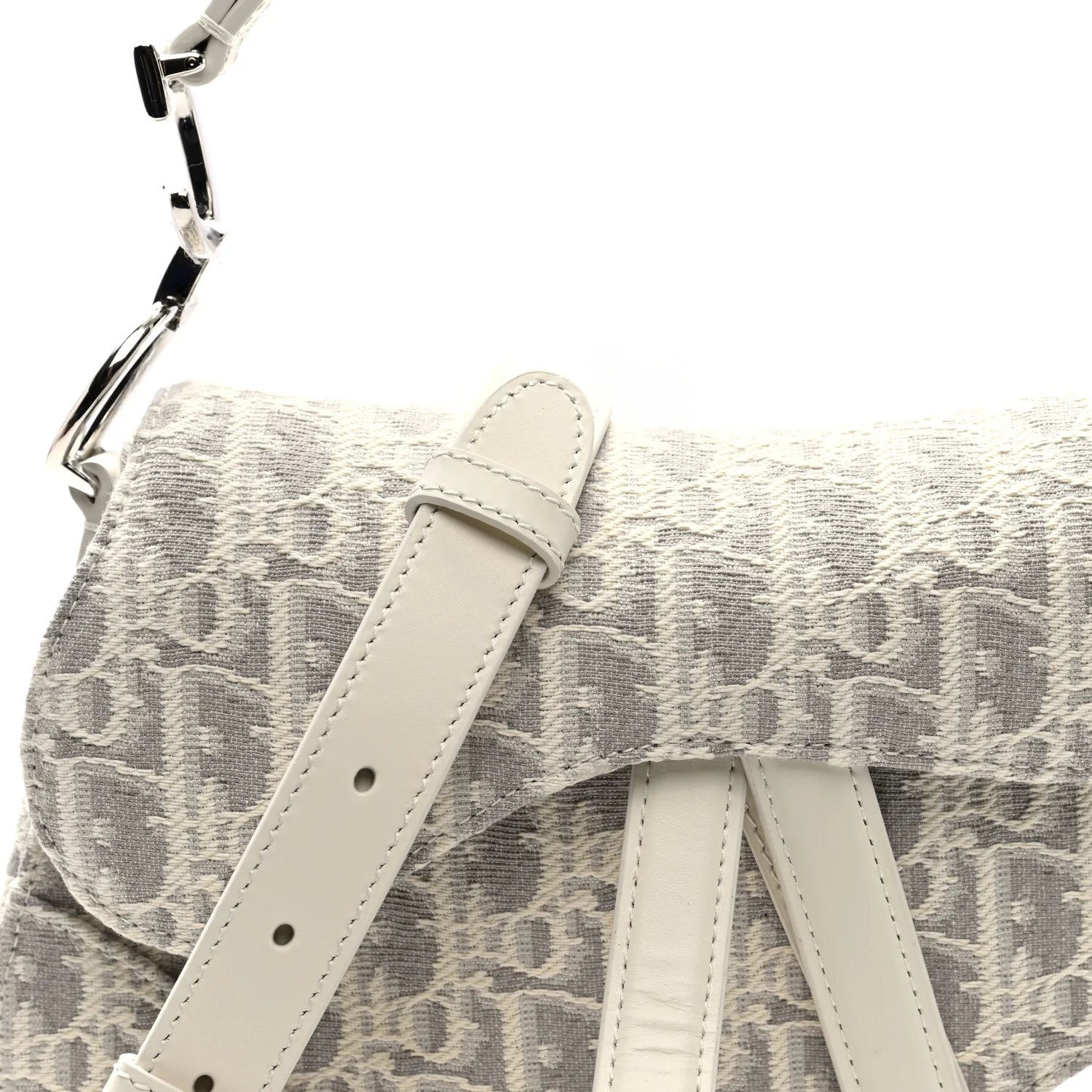 Oblique Mini Saddle Bag With Strap Latte Grey - Image 7