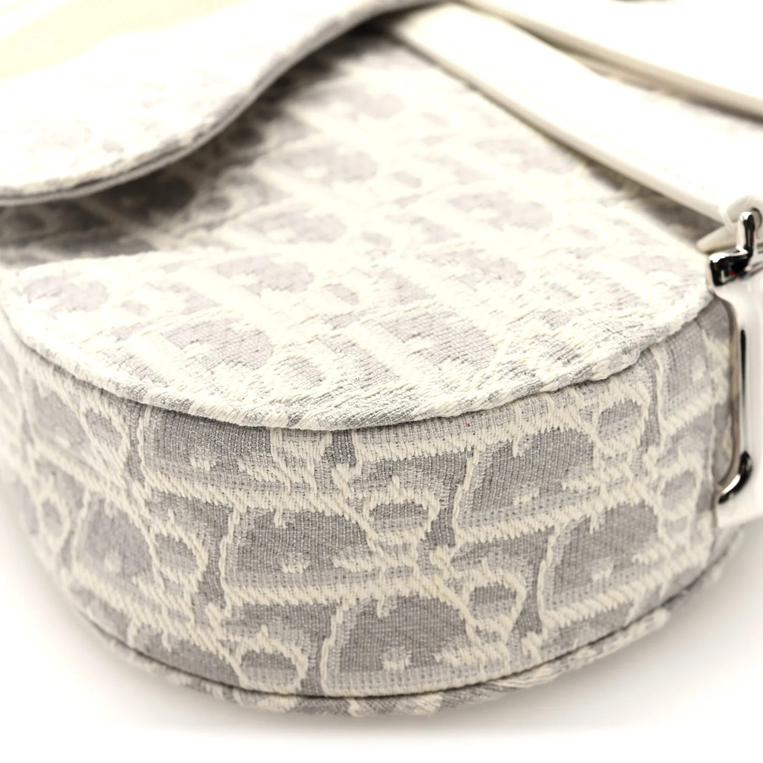 Oblique Mini Saddle Bag With Strap Latte Grey - Image 8