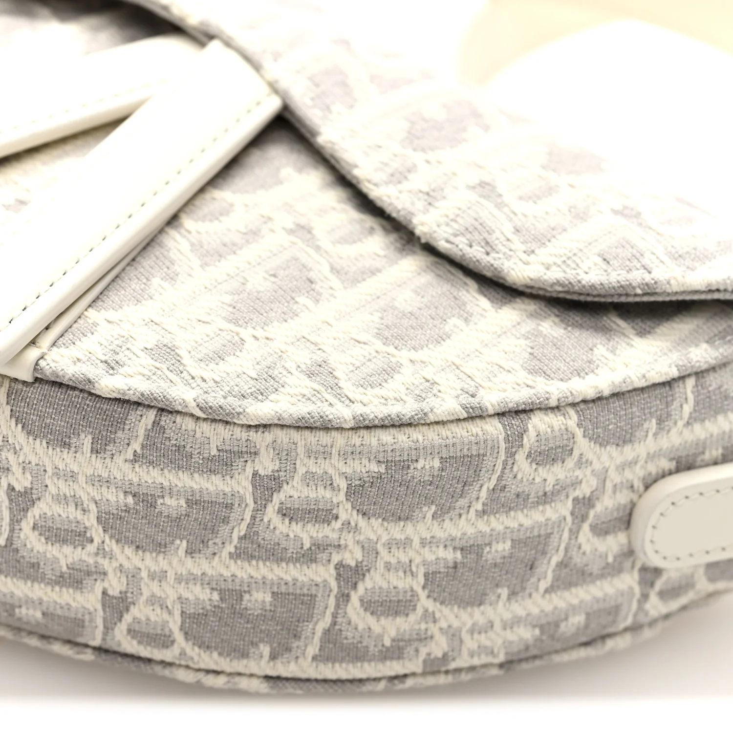 Oblique Mini Saddle Bag With Strap Latte Grey - Image 9