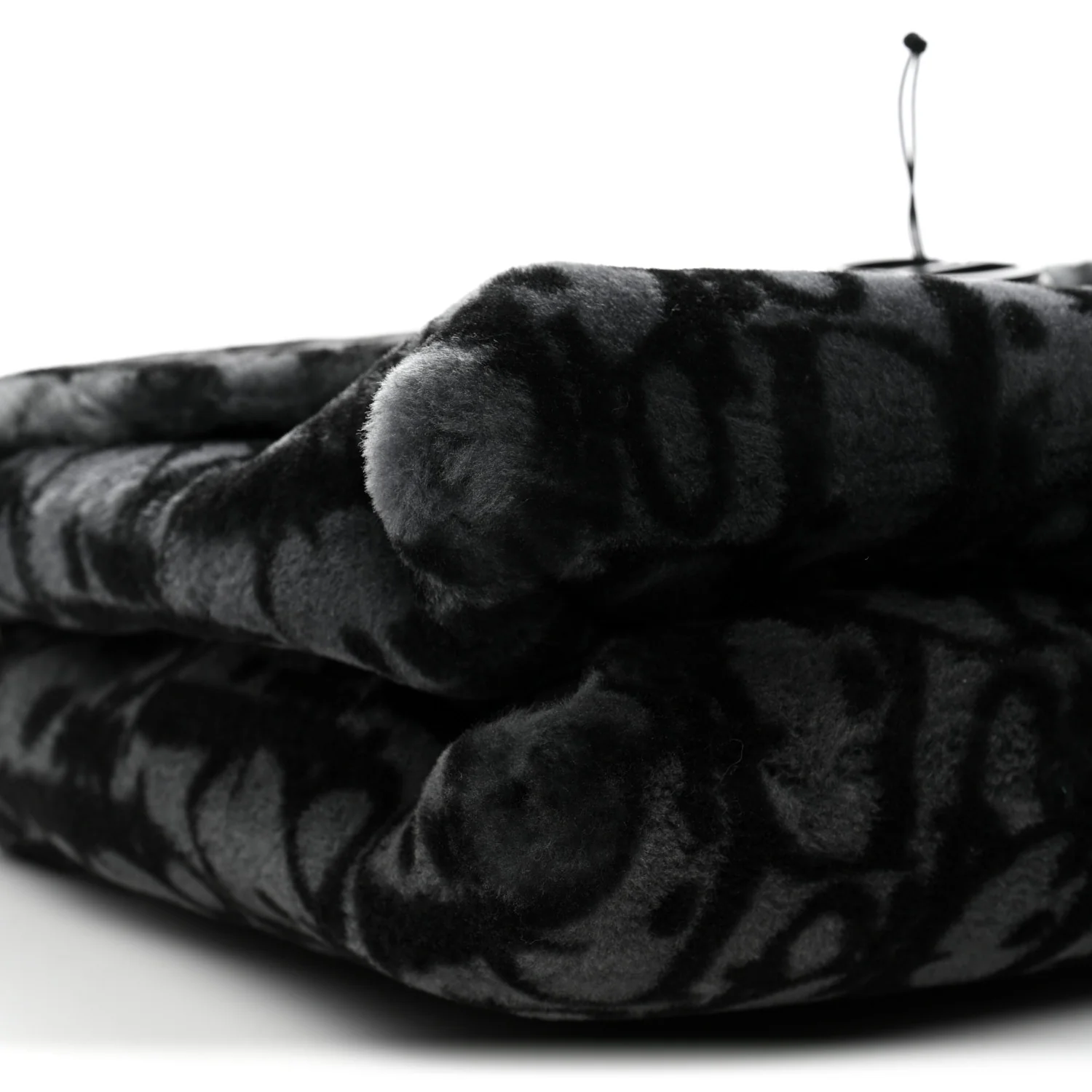 Oblique Mink Fur Saddle Soft Bag Dark Grey - Image 9