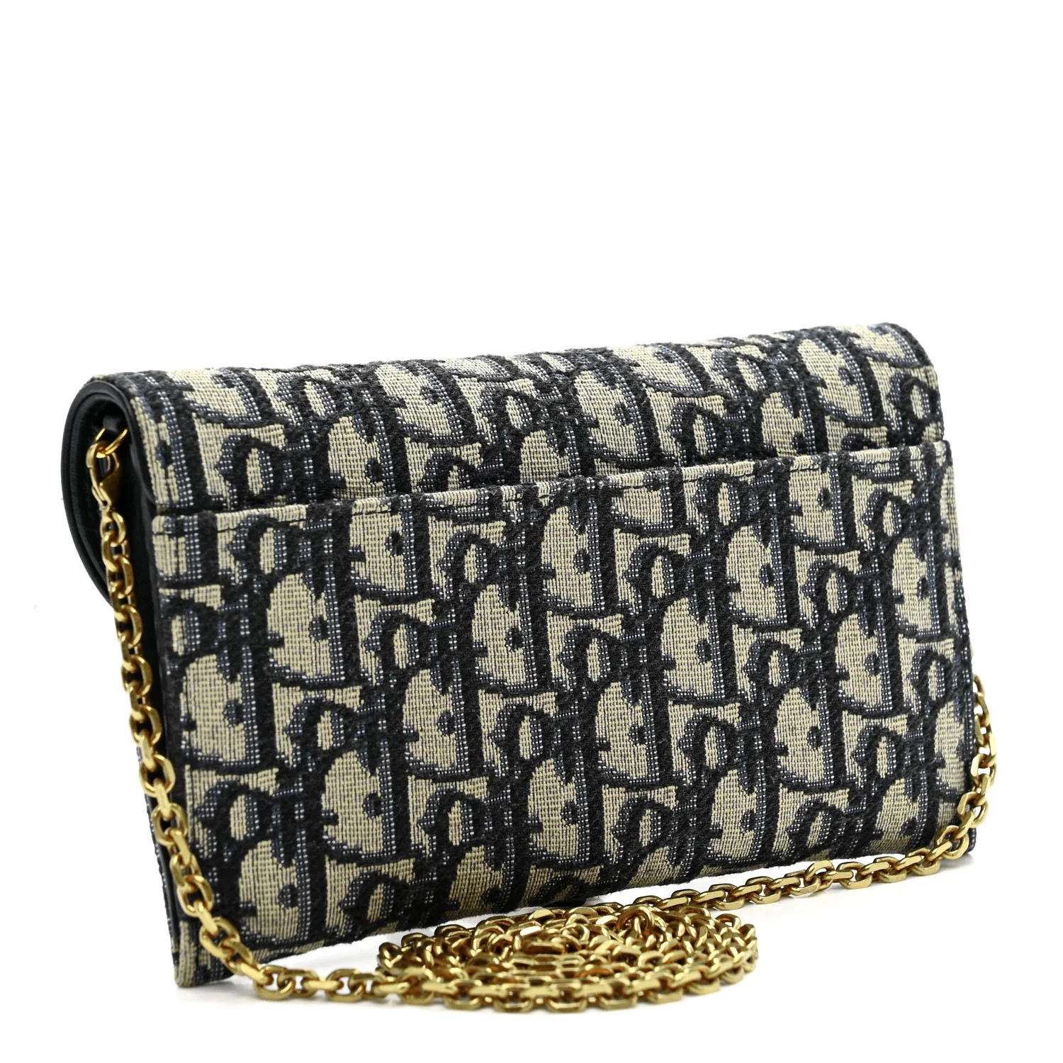 Oblique Saddle Chain Long Wallet Blue - Image 4