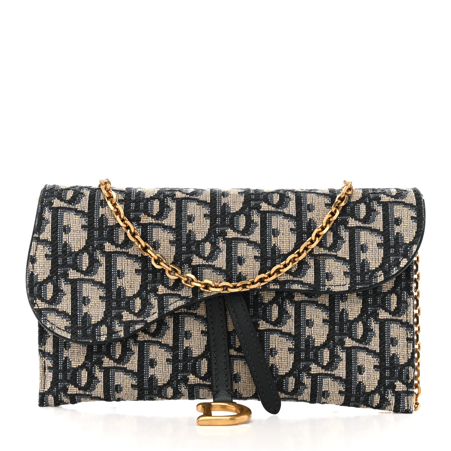 Oblique Saddle Chain Long Wallet Blue