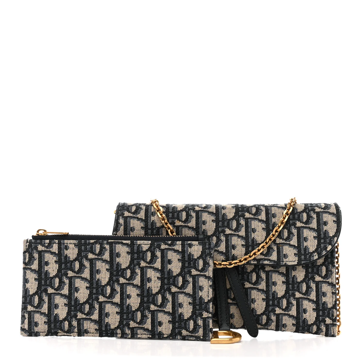 Oblique Saddle Chain Long Wallet Blue - Image 3