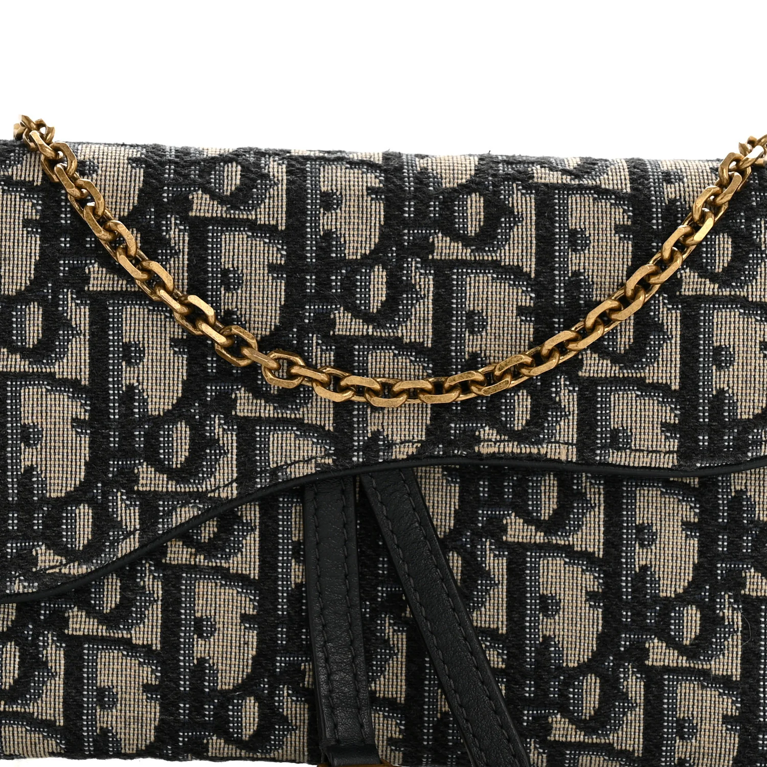 Oblique Saddle Chain Long Wallet Blue - Image 9