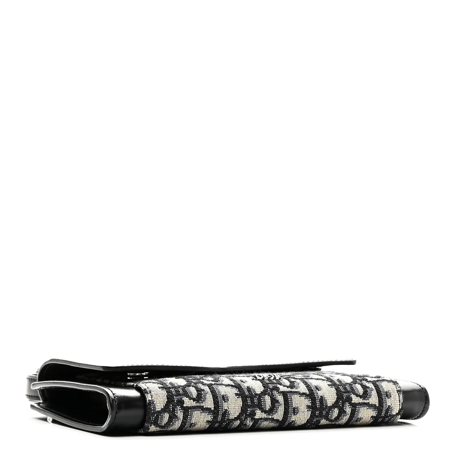 Oblique Smooth Calfskin Elite Wallet On Strap Black Blue - Image 4