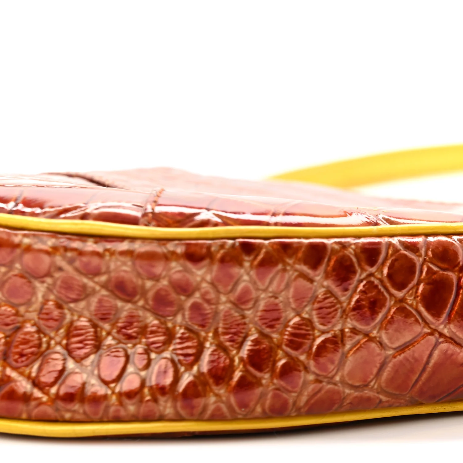 Patent Calfskin Crocodile Embossed Mini Saddle Pochette Orange - Image 10