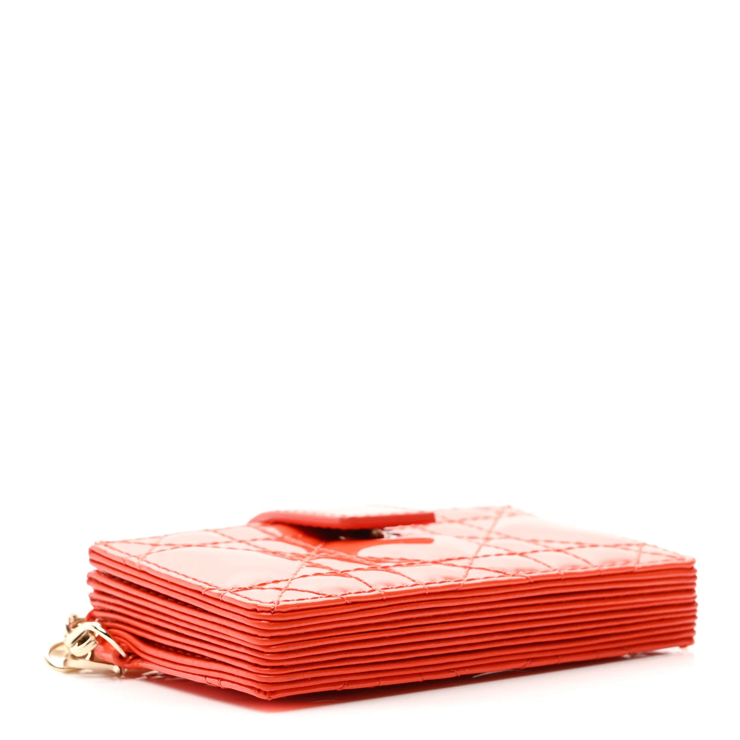 Patent Cannage Lady Dior 5-Gusset Card Holder Bright Orange - Image 4