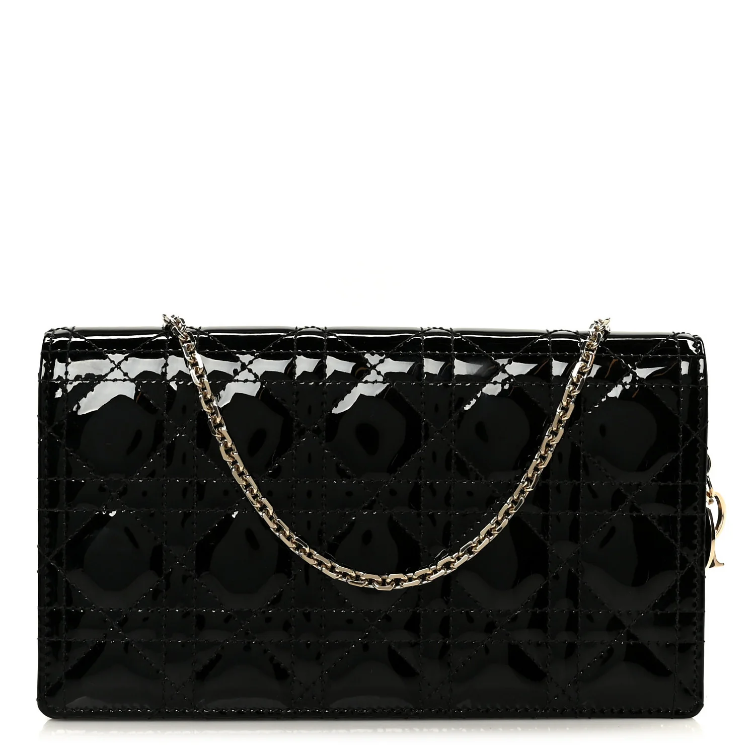 Patent Cannage Lady Dior Convertible Clutch Black