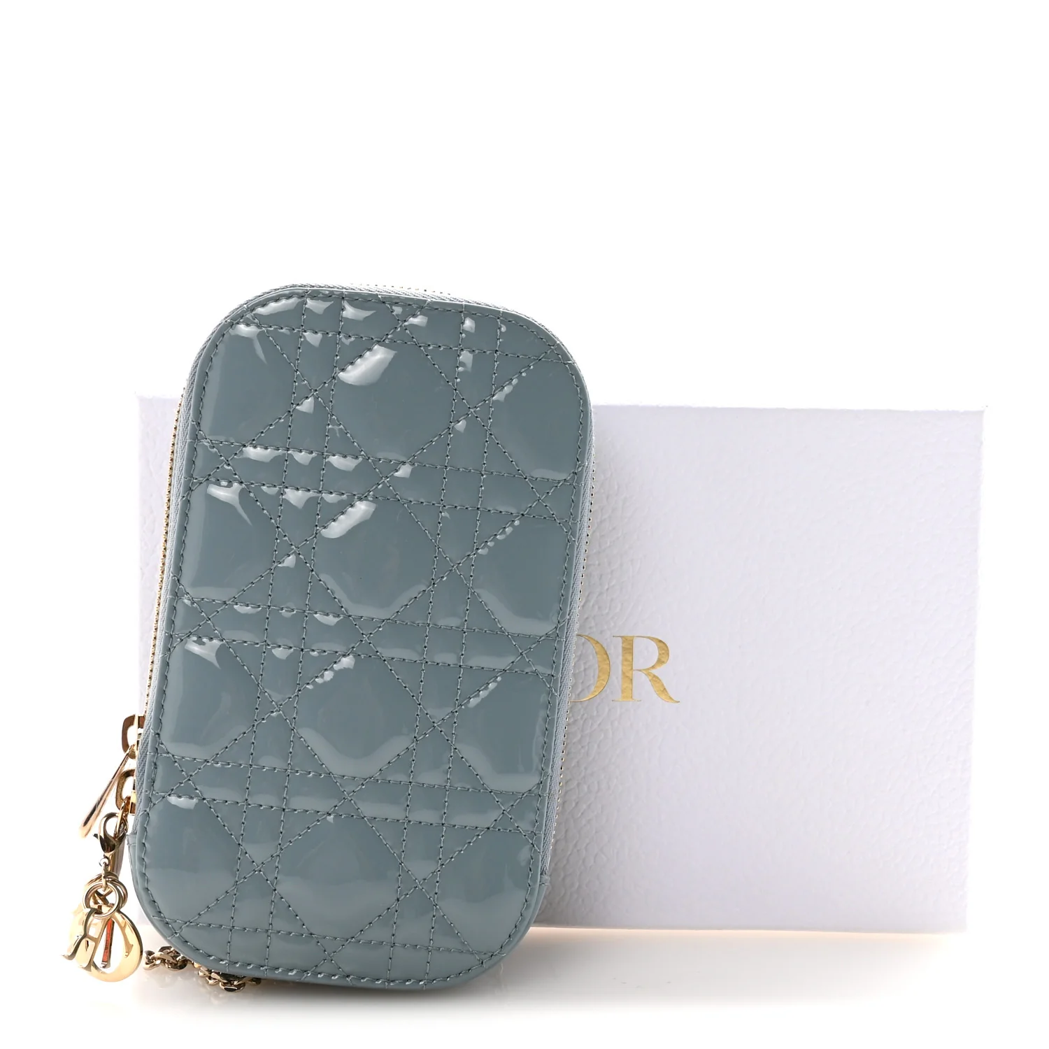 Patent Cannage Lady Dior Phone Holder Bracing Blue - Image 10