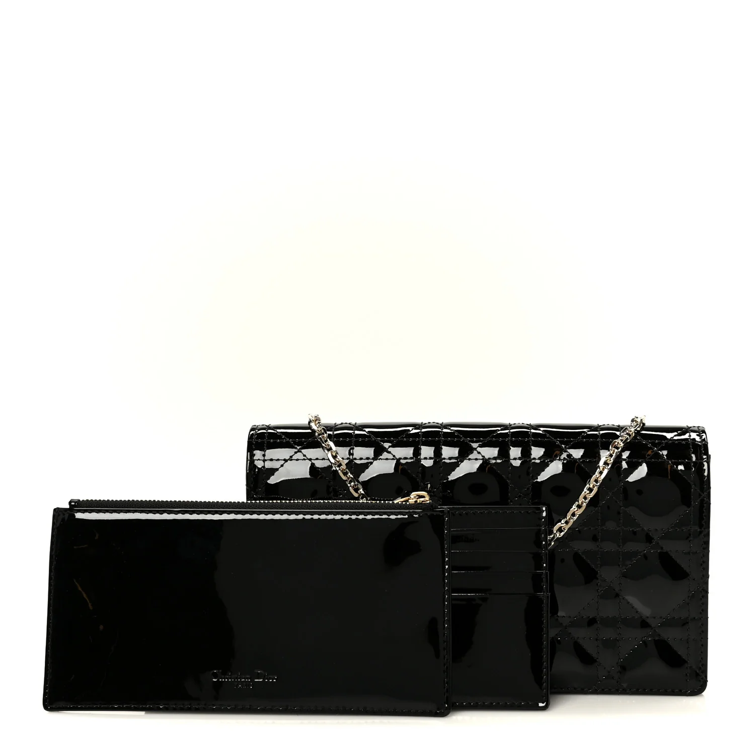 Patent Cannage Lady Dior Pouch Black - Image 3