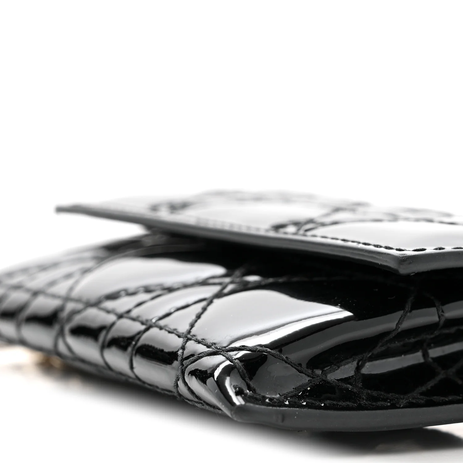 Patent Cannage Lady Dior Pouch Wallet On Chain Black - Image 11