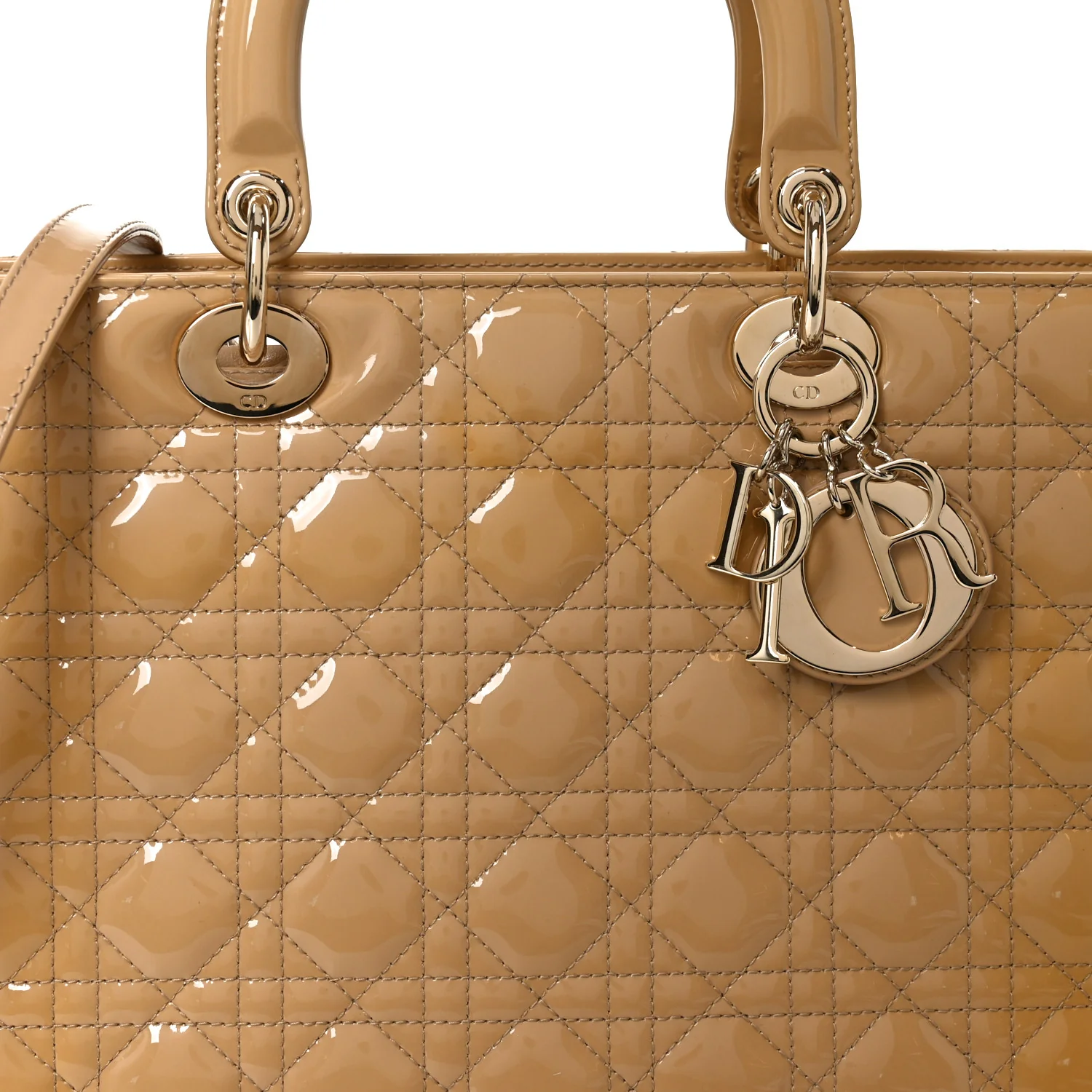 Patent Cannage Large Lady Dior Beige - Image 8