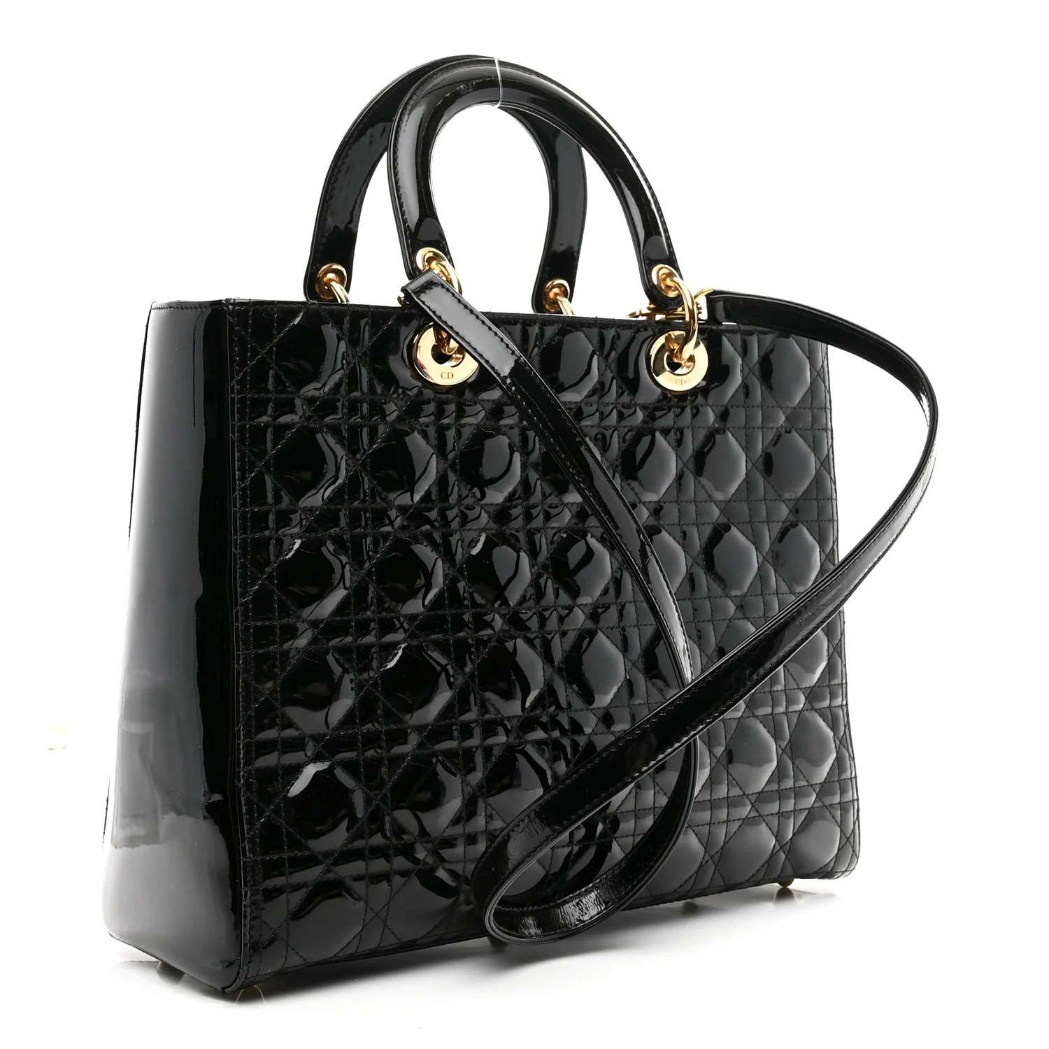 Patent Cannage Large Lady Dior Black - Image 3