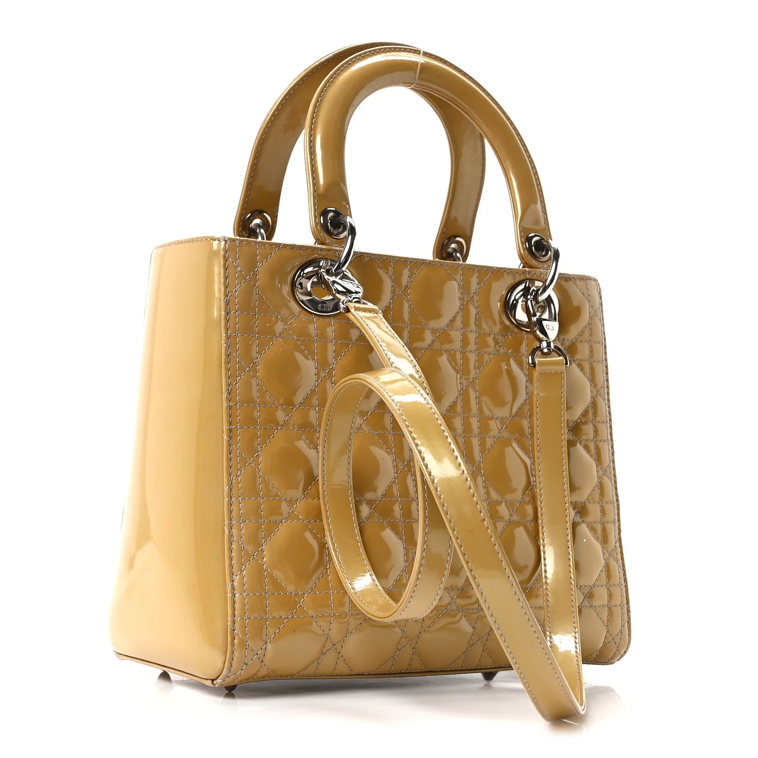 Patent Cannage Medium Lady Dior Beige - Image 3
