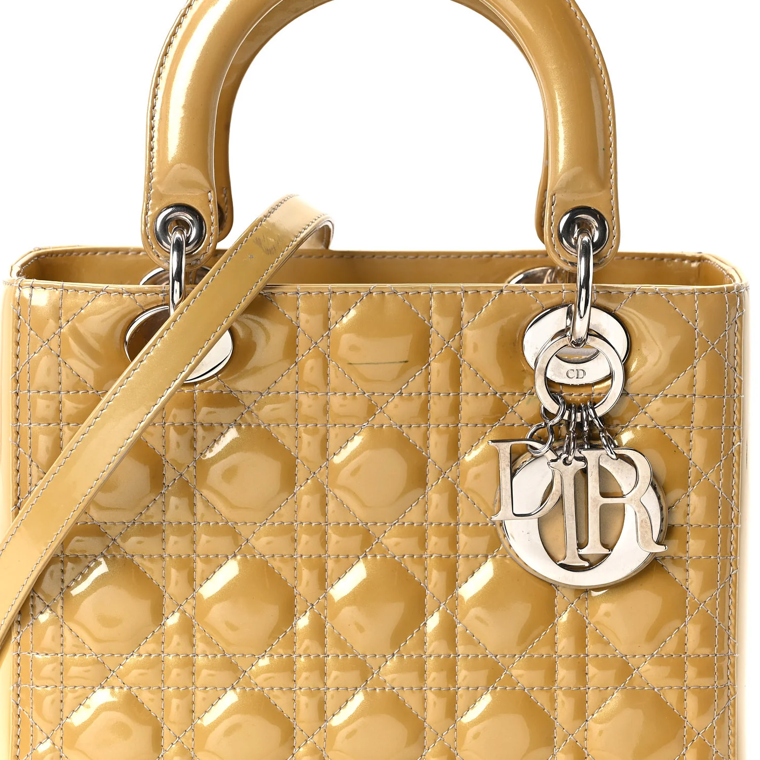 Patent Cannage Medium Lady Dior Beige - Image 8