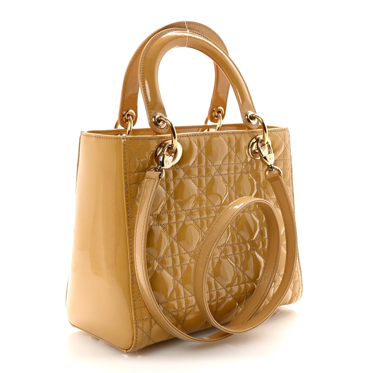 Patent Cannage Medium Lady Dior Beige - Image 3