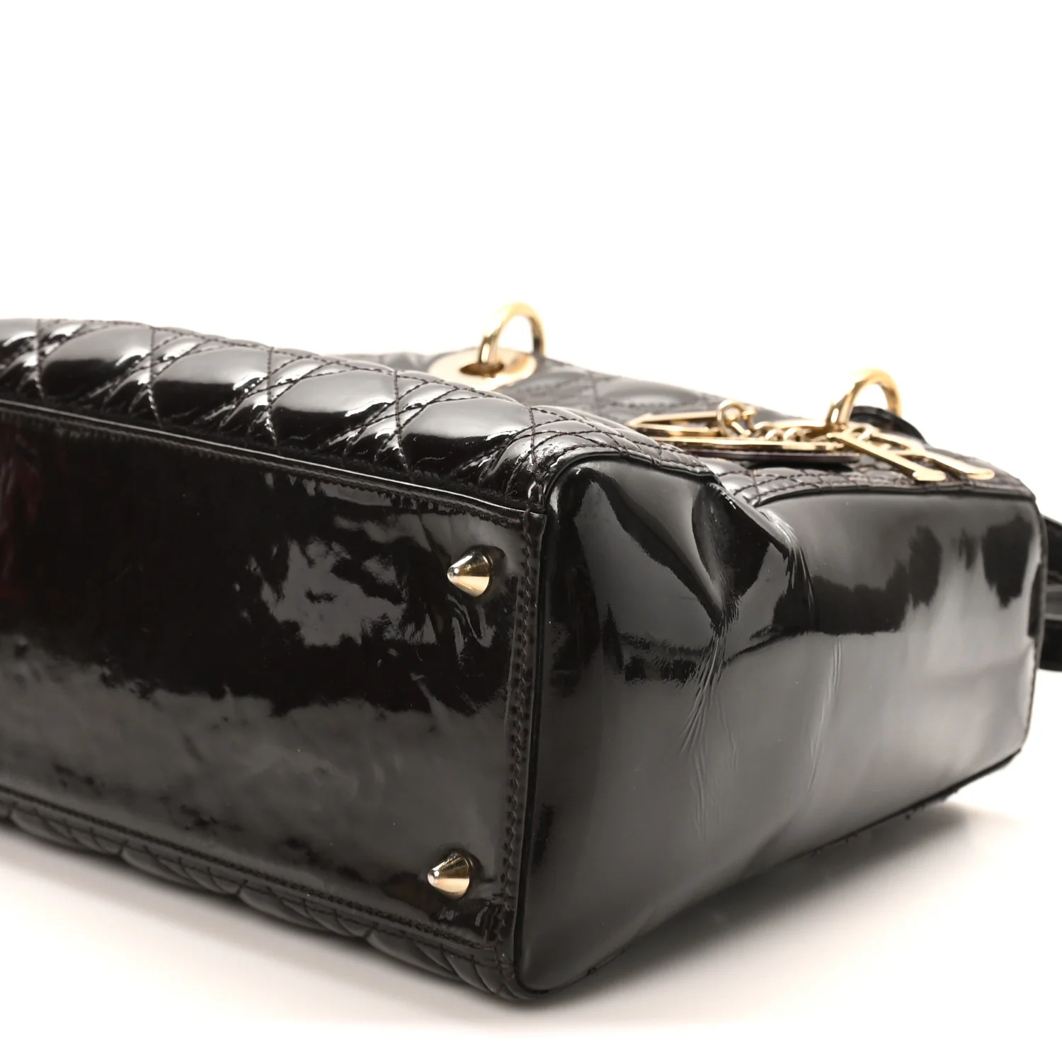 Patent Cannage Medium Lady Dior Dark Brown - Image 10
