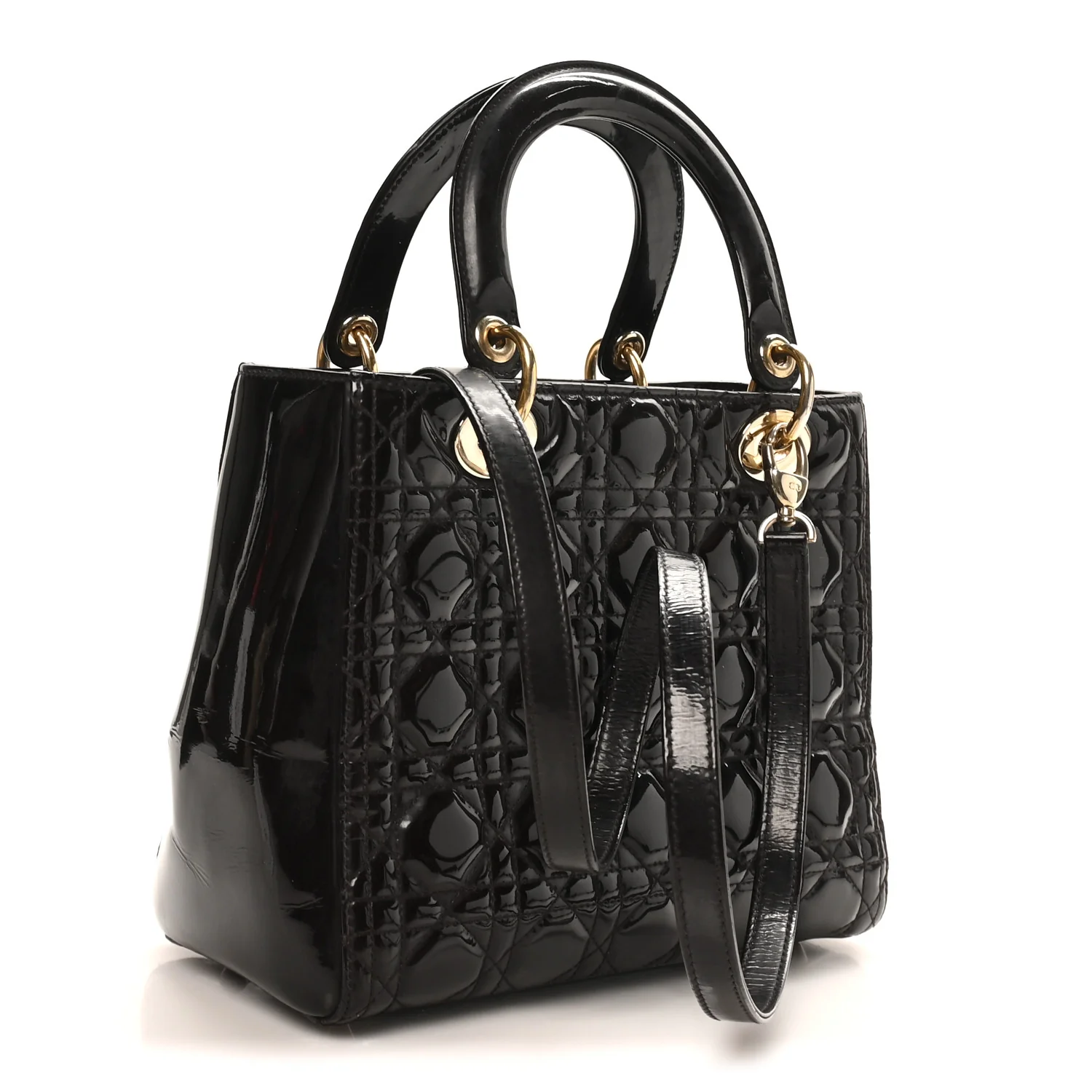 Patent Cannage Medium Lady Dior Dark Brown - Image 3