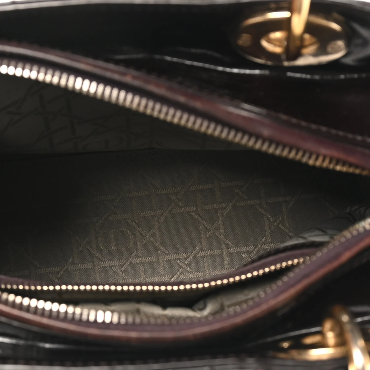 Patent Cannage Medium Lady Dior Dark Brown - Image 5