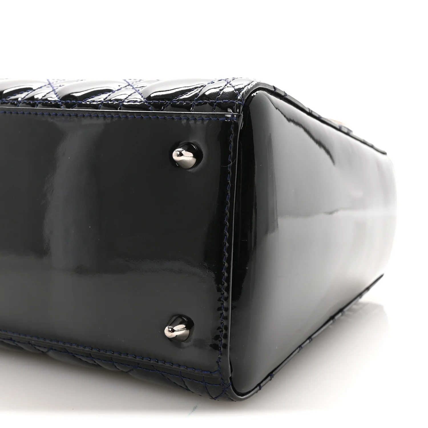 Patent Cannage Medium Lady Dior Navy Blue - Image 9