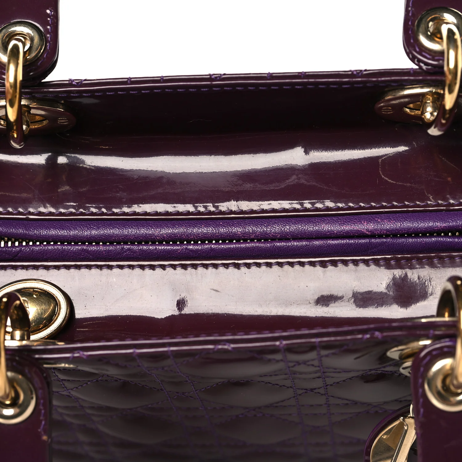 Patent Cannage Medium Lady Dior Purple - Image 11