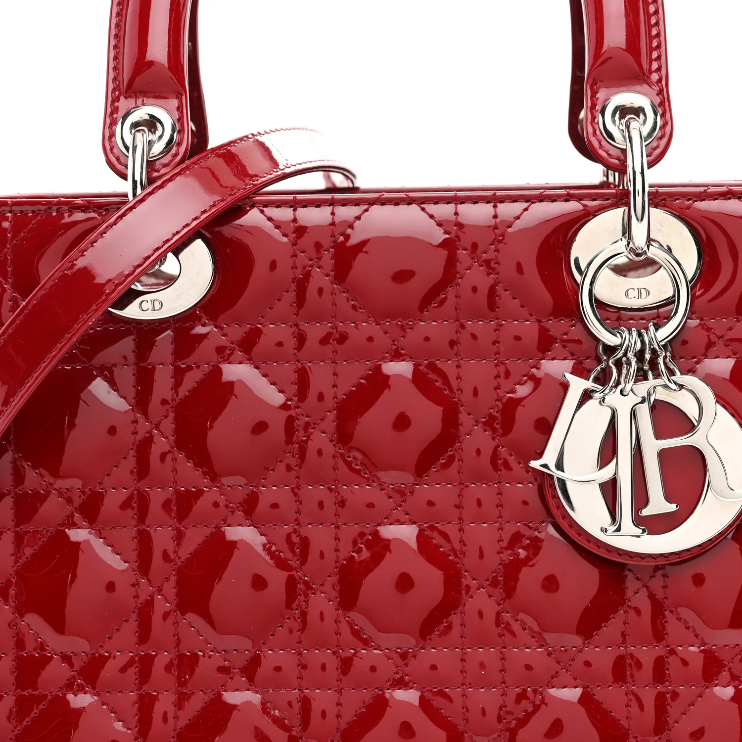 Patent Cannage Medium Lady Dior Red - Image 8