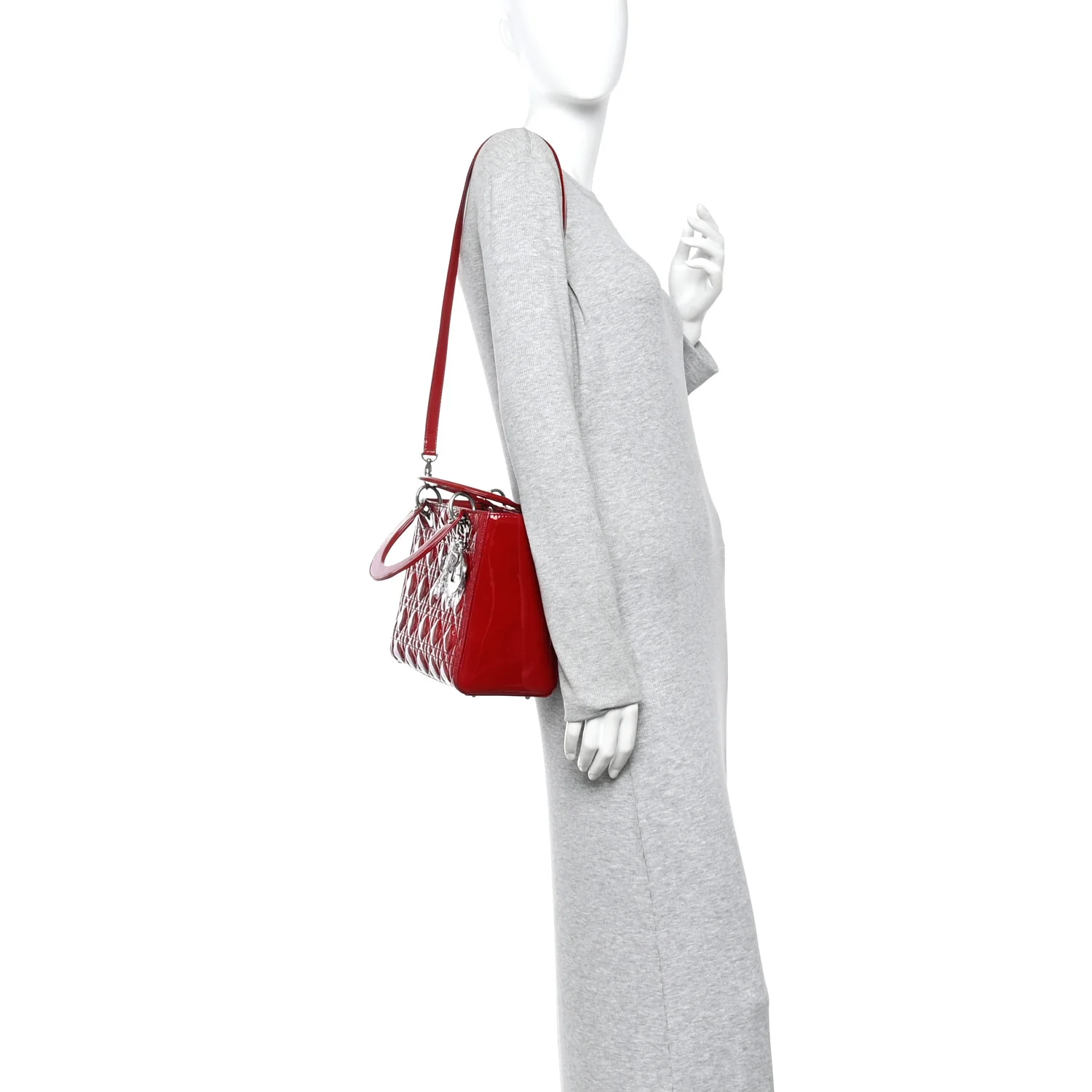 Patent Cannage Medium Lady Dior Red - Image 2