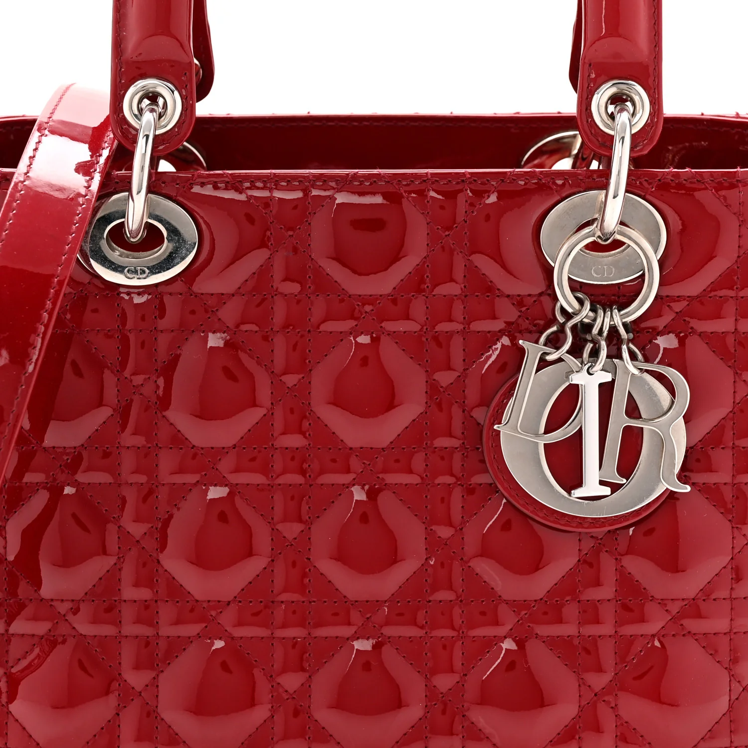 Patent Cannage Medium Lady Dior Red - Image 8