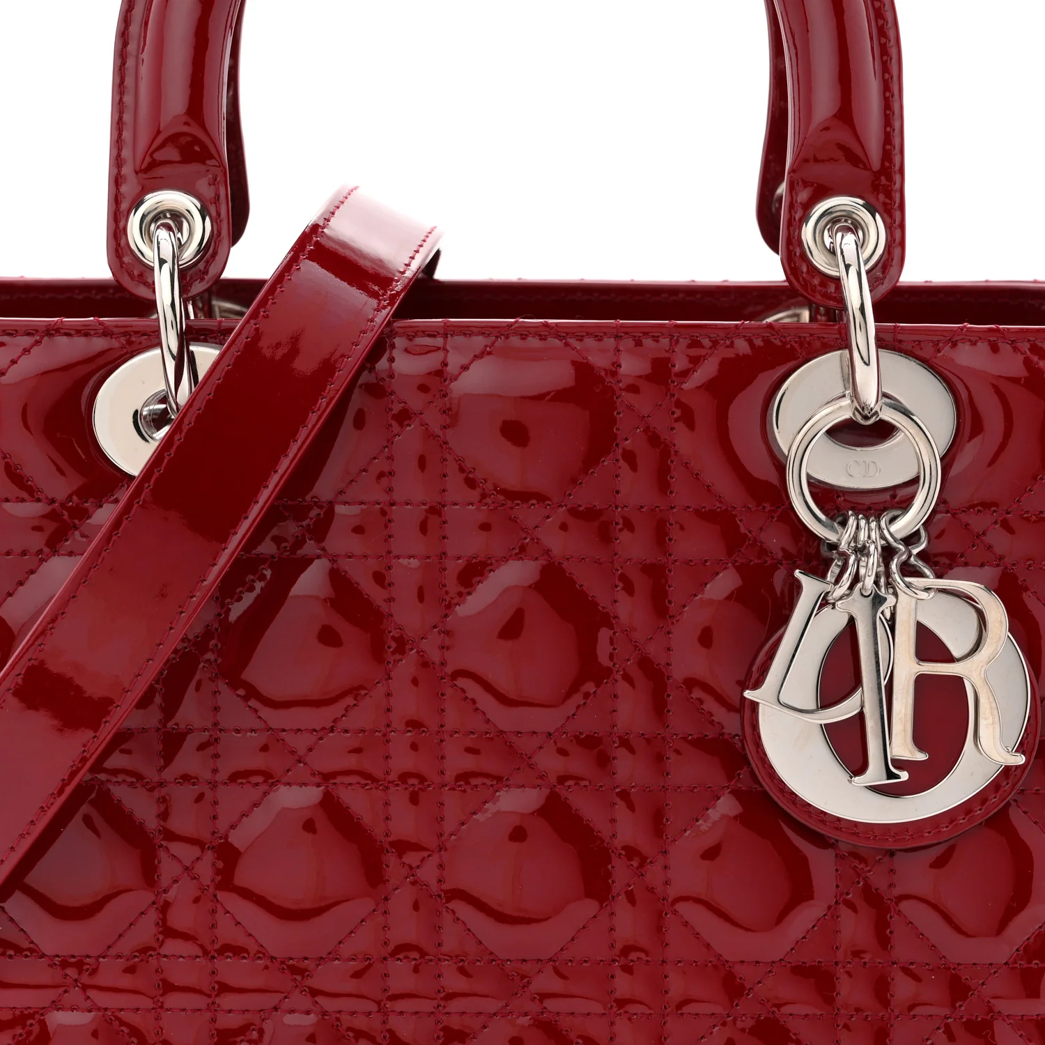 Patent Cannage Medium Lady Dior Red - Image 8