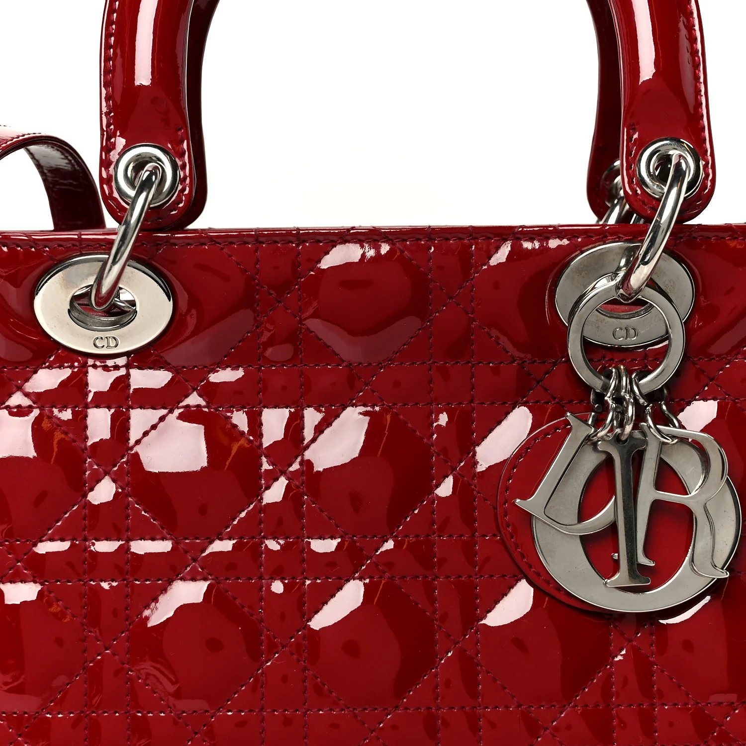 Patent Cannage Medium Lady Dior Red - Image 8