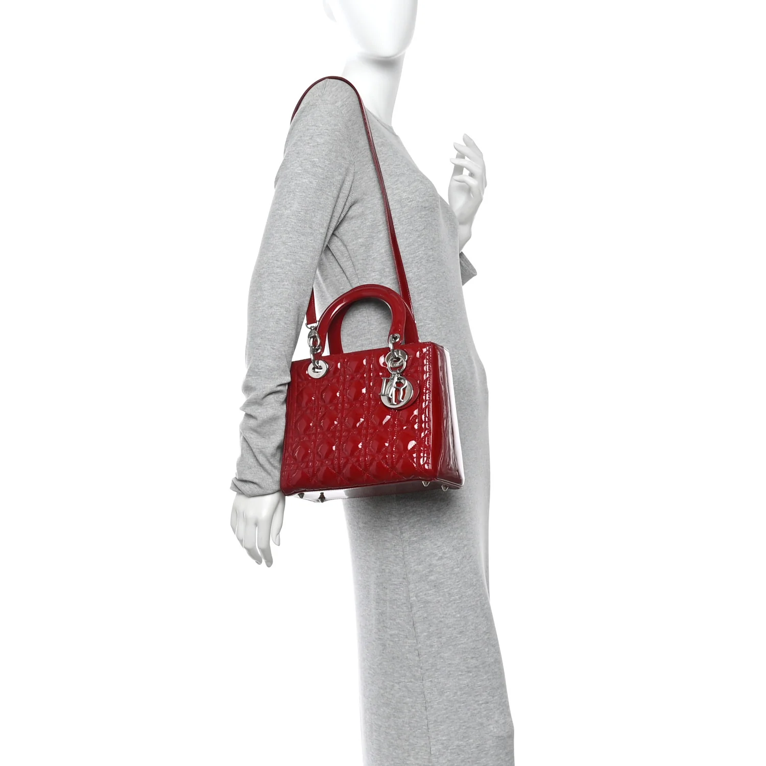 Patent Cannage Medium Lady Dior Red - Image 2
