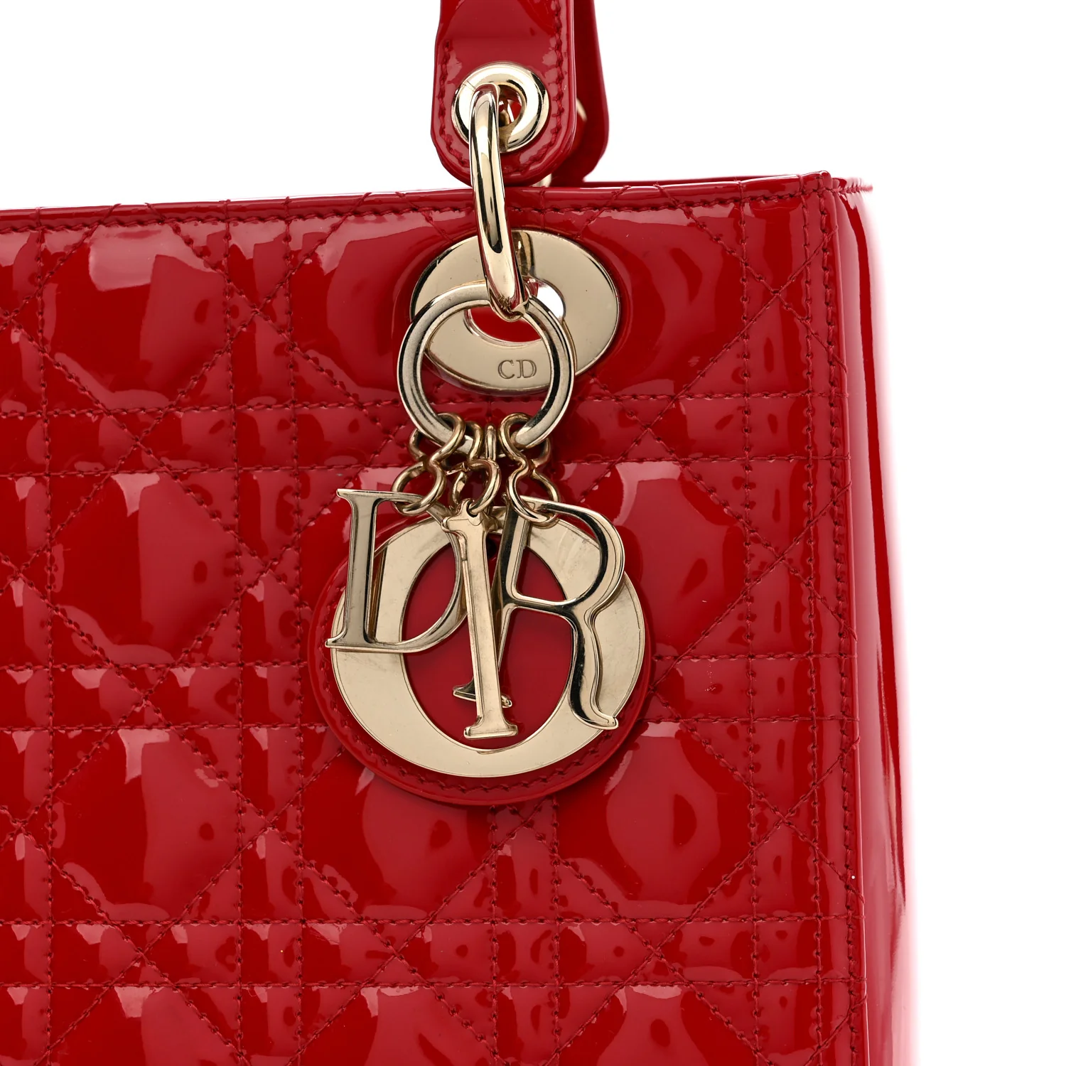 Patent Cannage Medium Lady Dior Red - Image 8