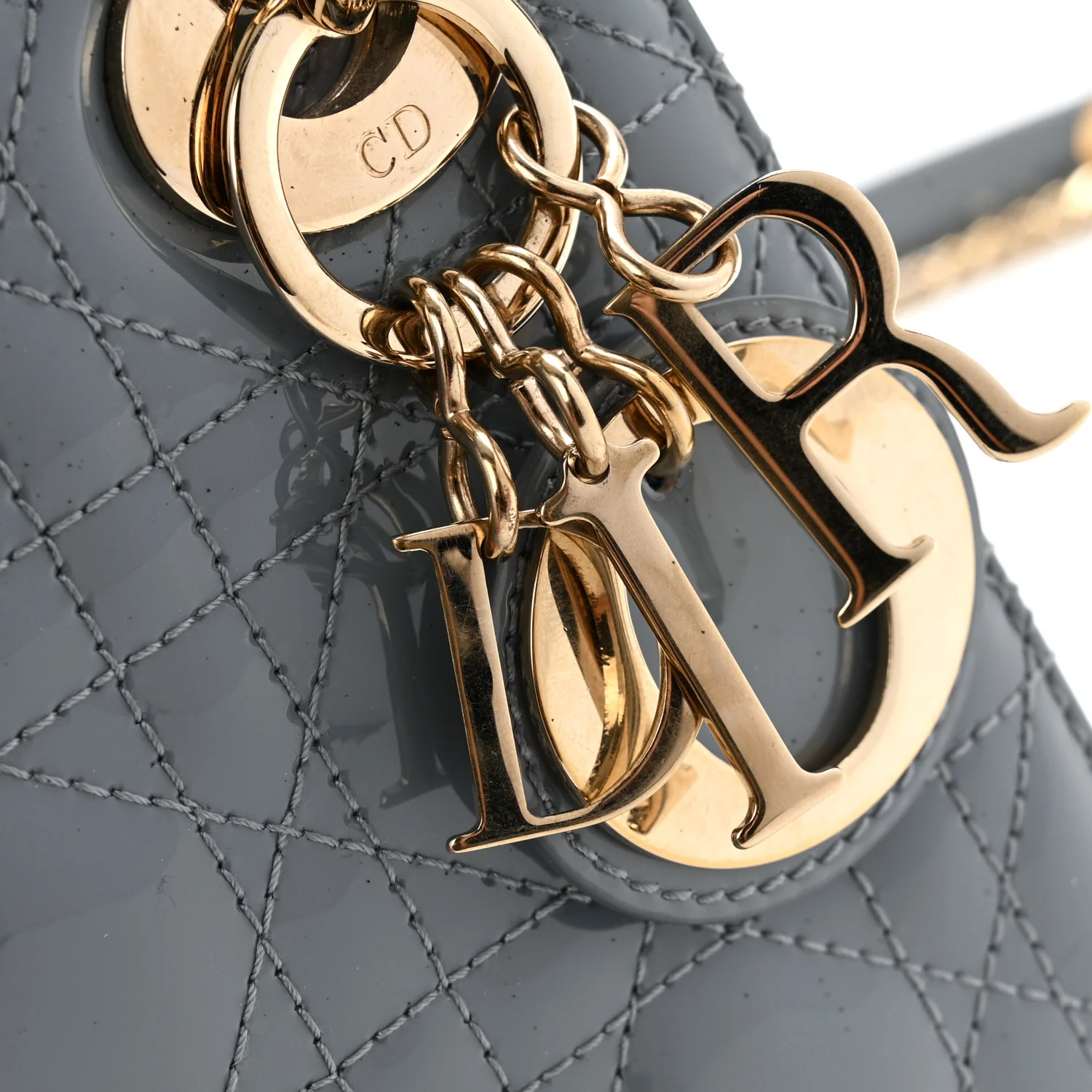 Patent Cannage Mini Lady Dior Grey Stone - Image 11